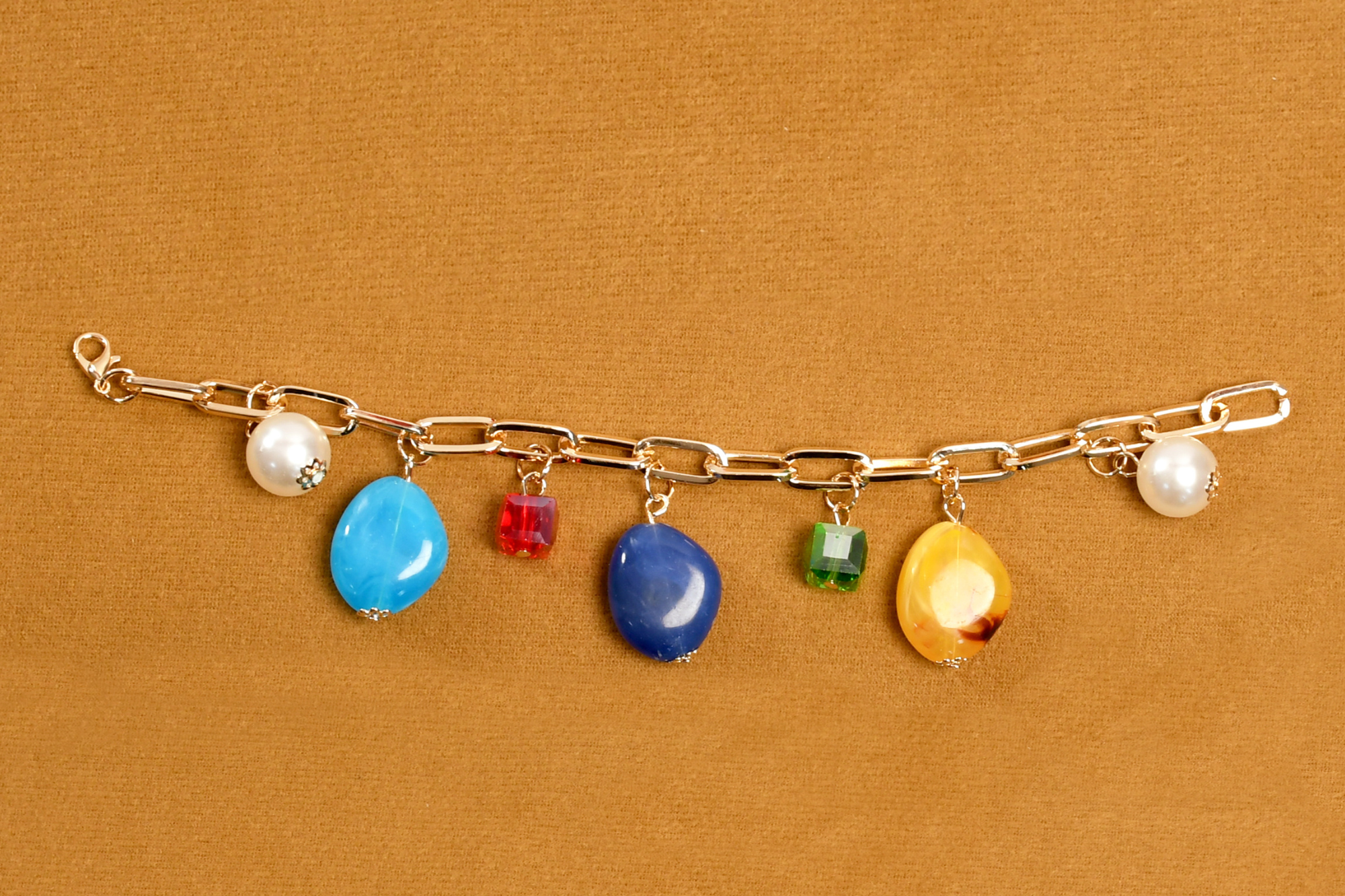 Multi Colour Gold Chain  Bracelet- Freyaa