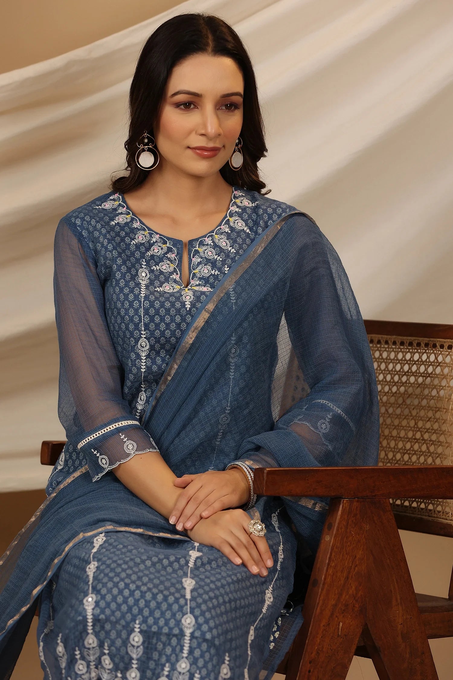 Three - Piece Shiffon Kurta Set 1 - Freyaa