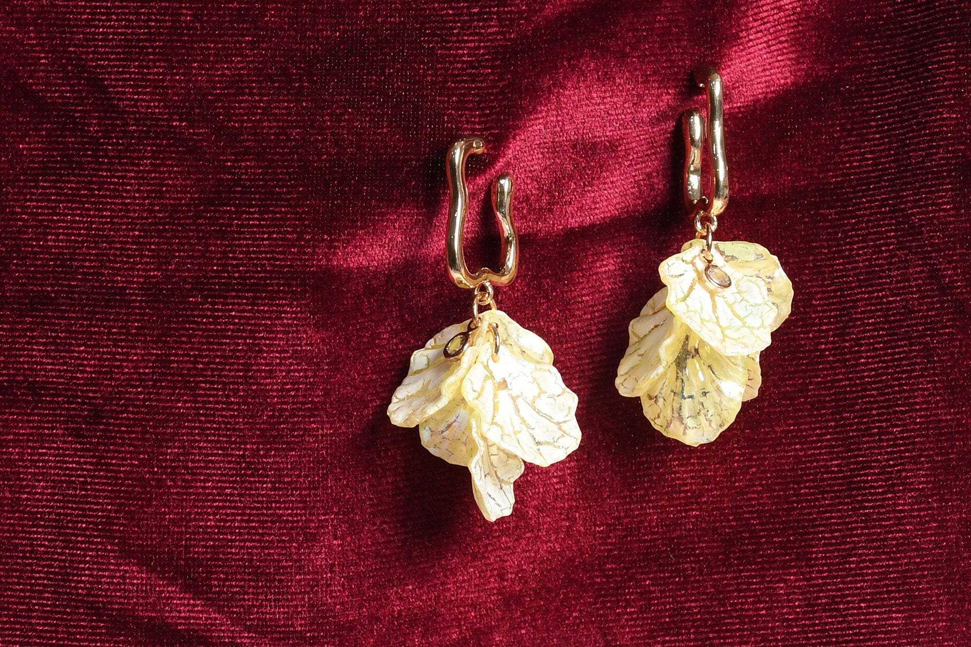 Yellow Shell Drop Gold Hoop Earrings - Freyaa