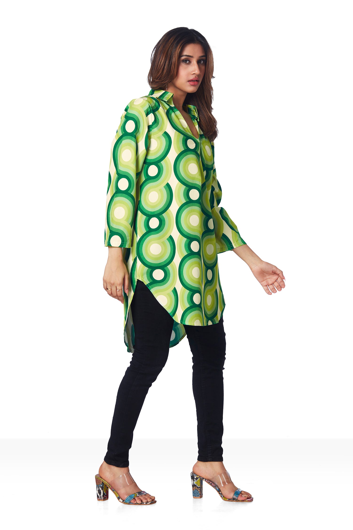 Geometric Print Top - Green