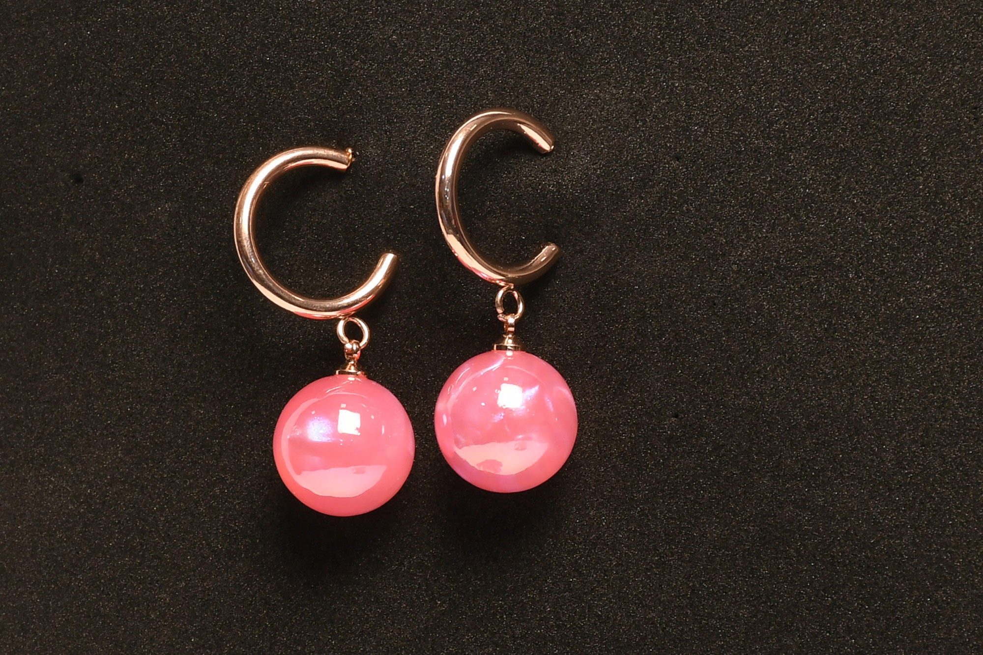 Pink Pearl Hoop Earrings- Freyaa