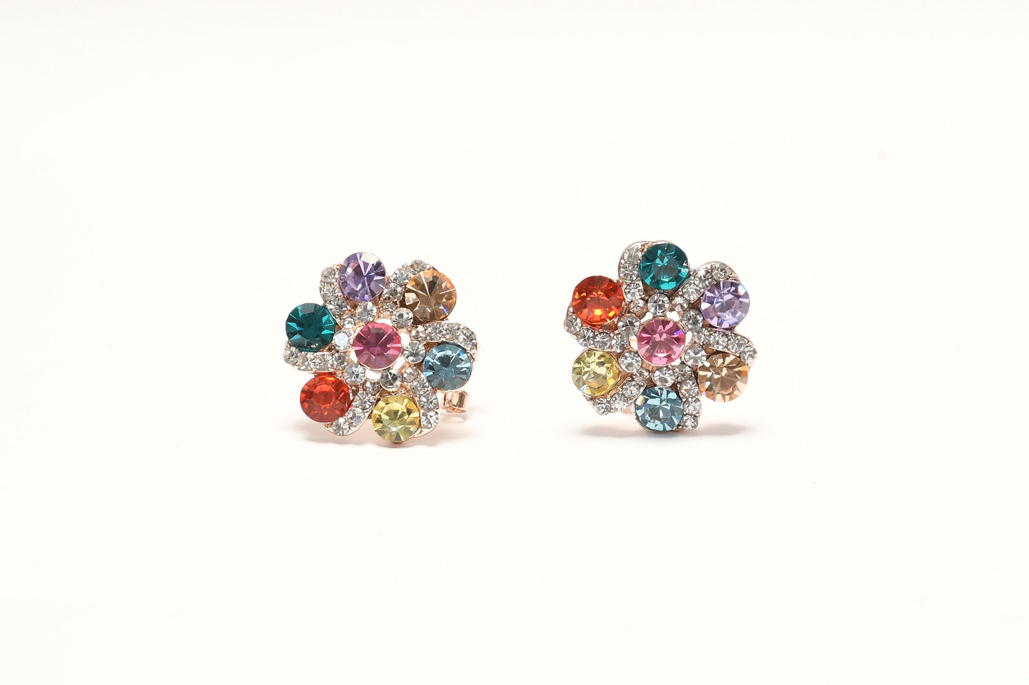 Gold Colour Crystal Studs 1  - Freyaa