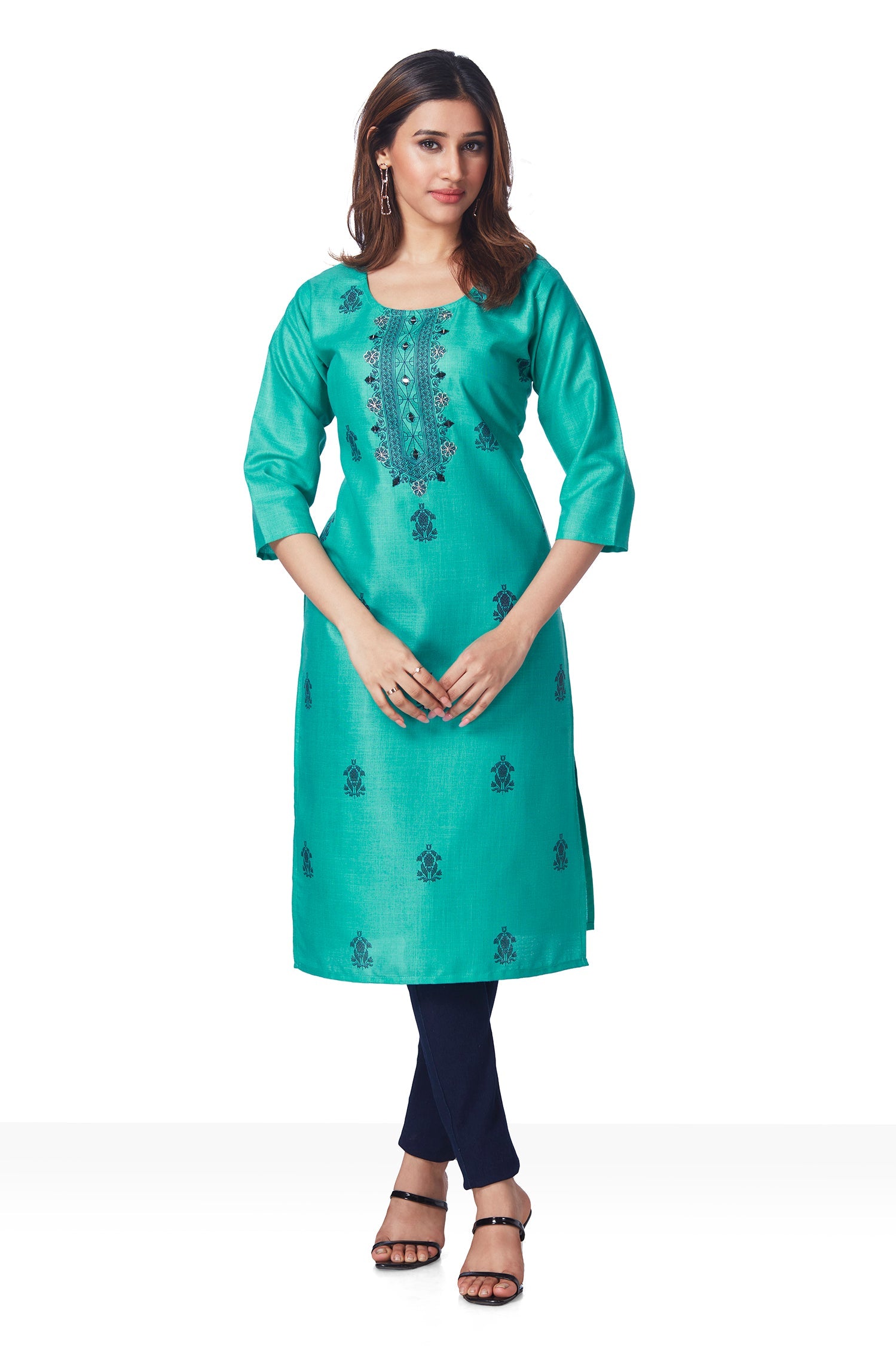 Daily wear Stylish cotton Kurti - Rama Green