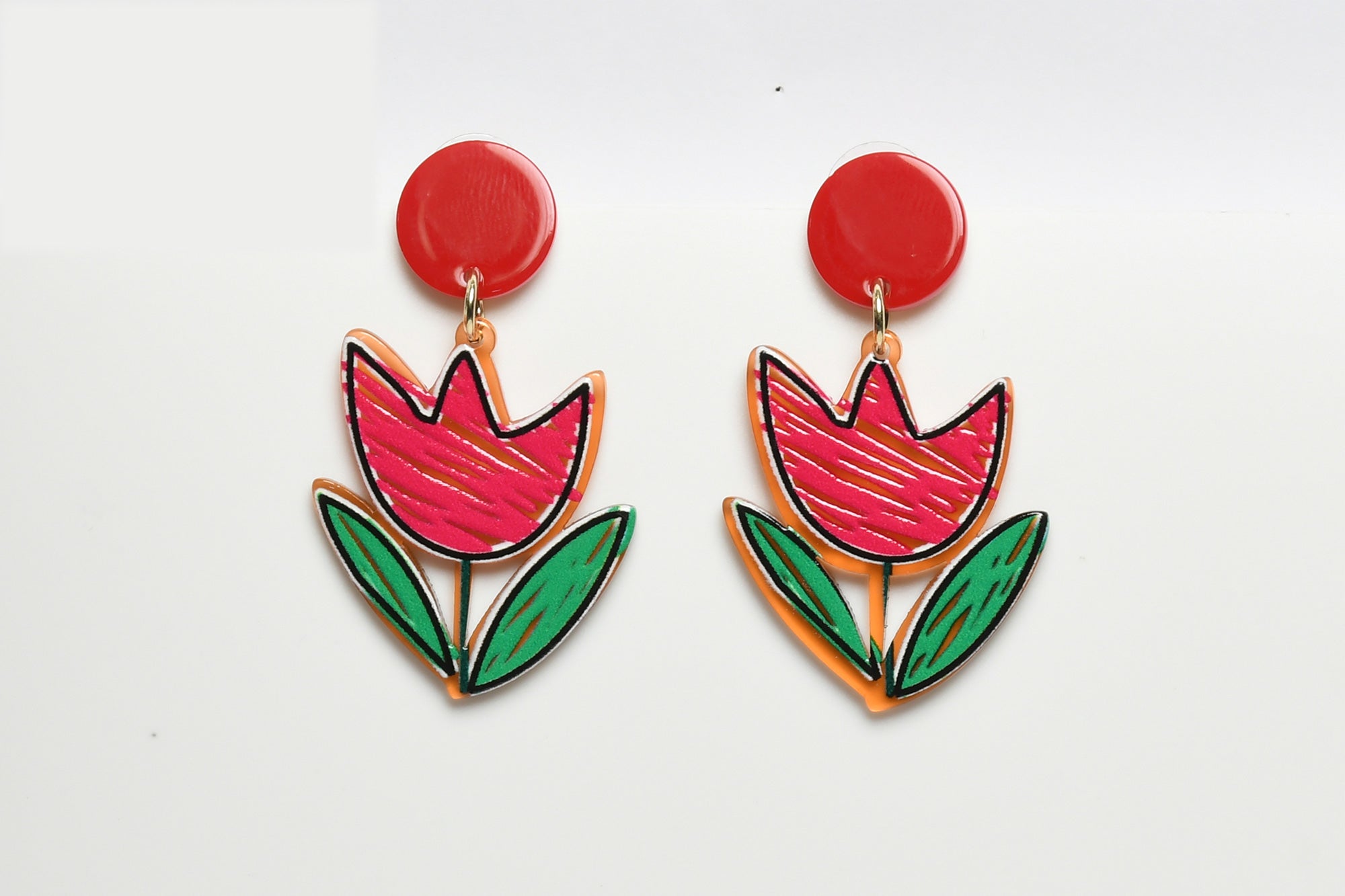 Funky Hand Painted Drop Red Earring - Freyaa