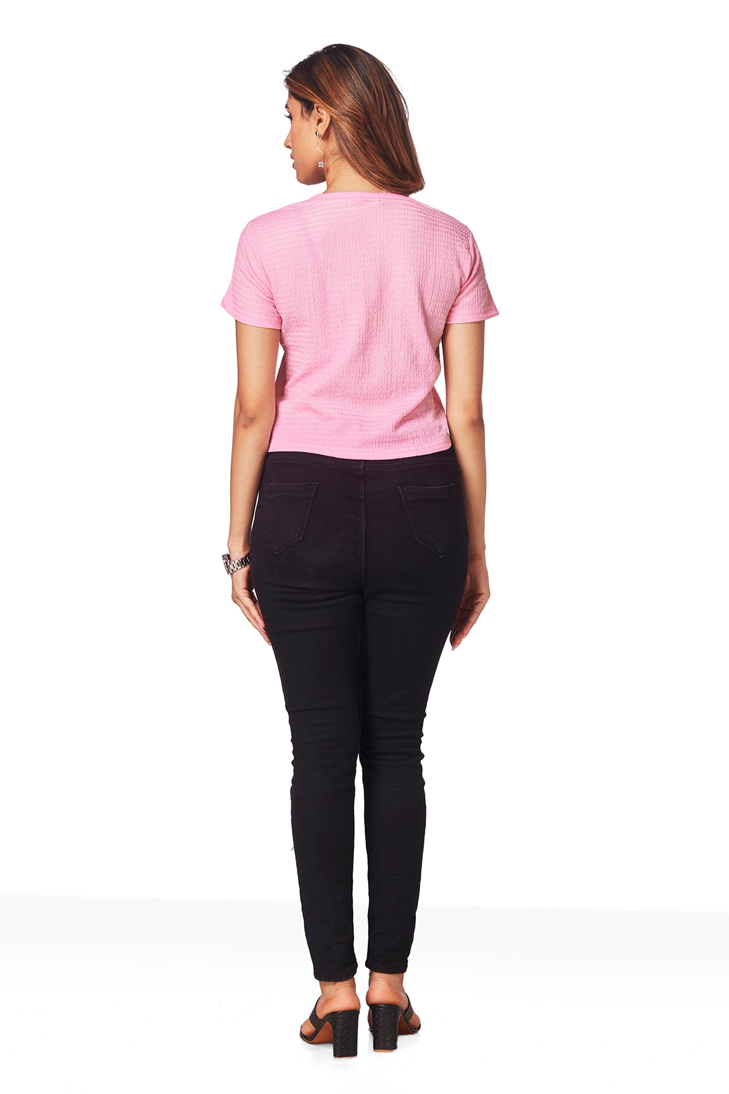 Casual Chest Printed T-shirts - Pink