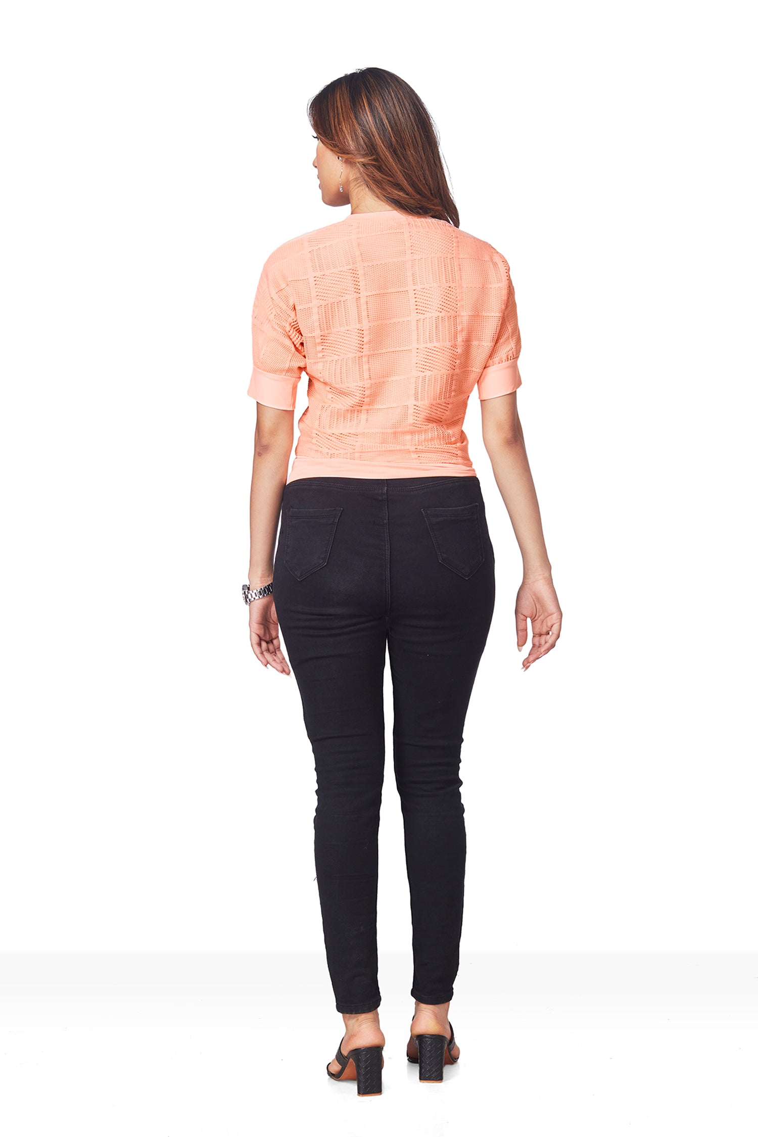 Casual Wear  Peach Half Sleeves  T-shirts