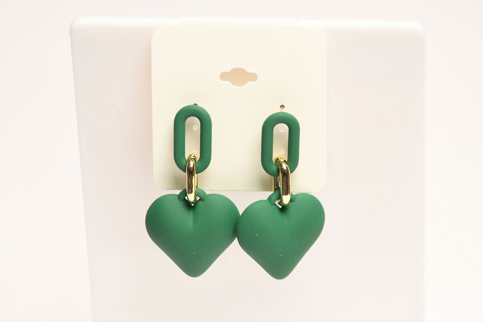 Green Candy Colors Big Heart Drop Earring- Freyaa