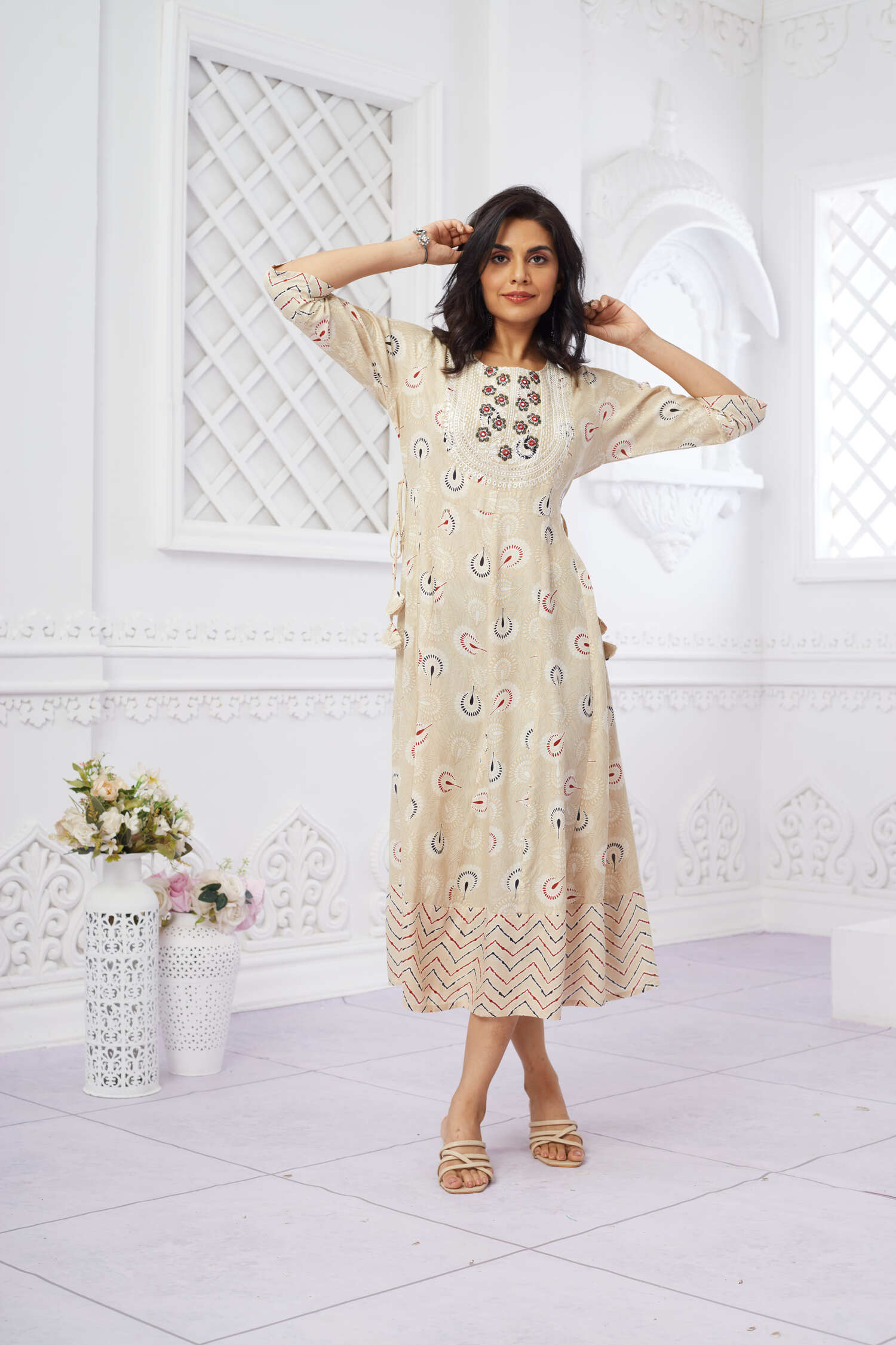 Mul Cotton Embroidery Dress 2 - Freyaa