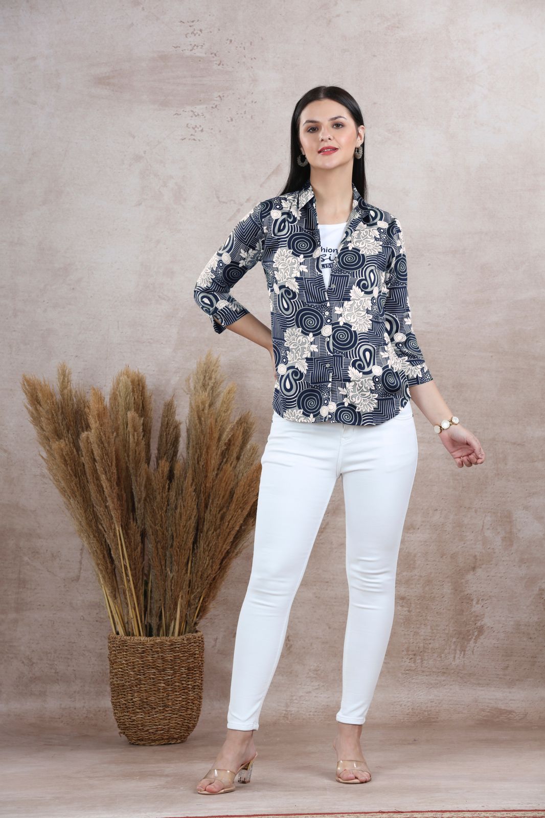 Casual Printed Shirt Blue - Freyaa