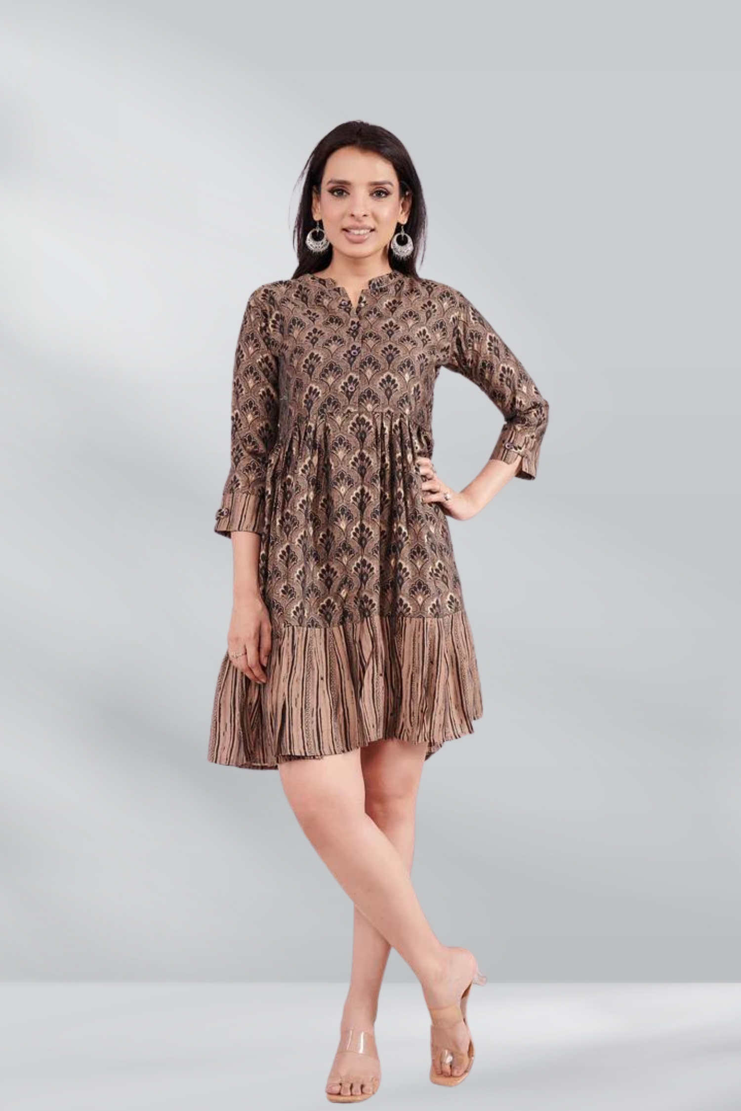 Mul Foil Printed Tunic Dress