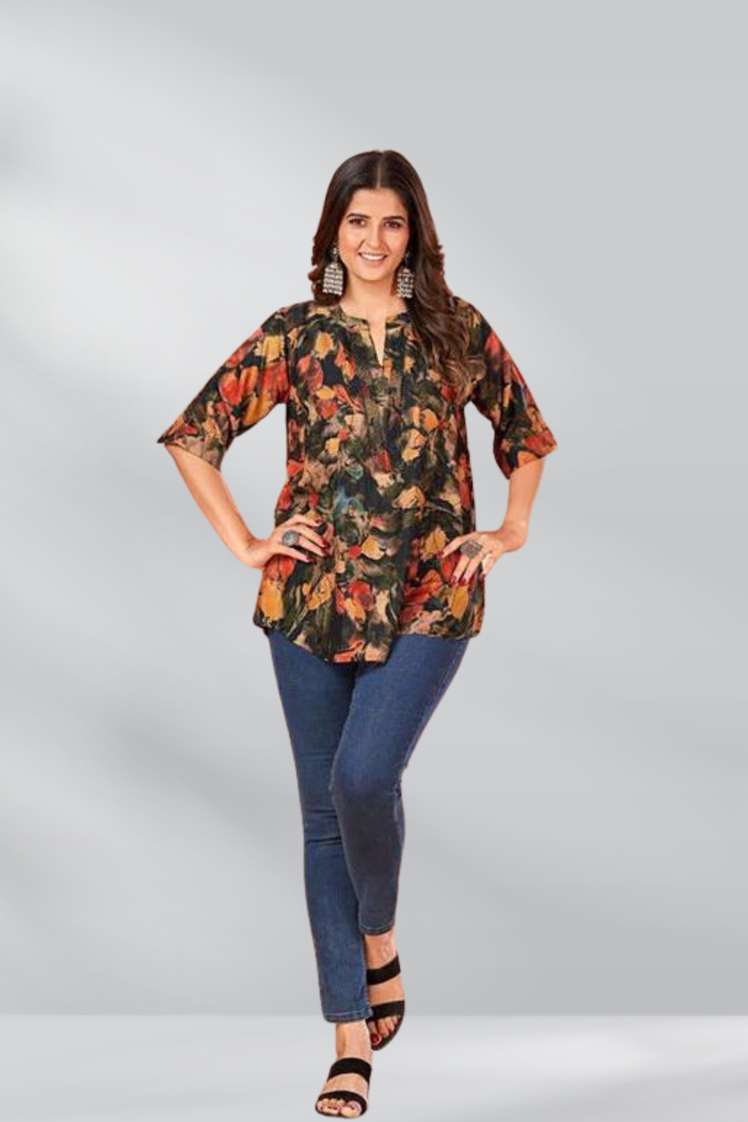 Crepe Bold Floral Printed Tunic