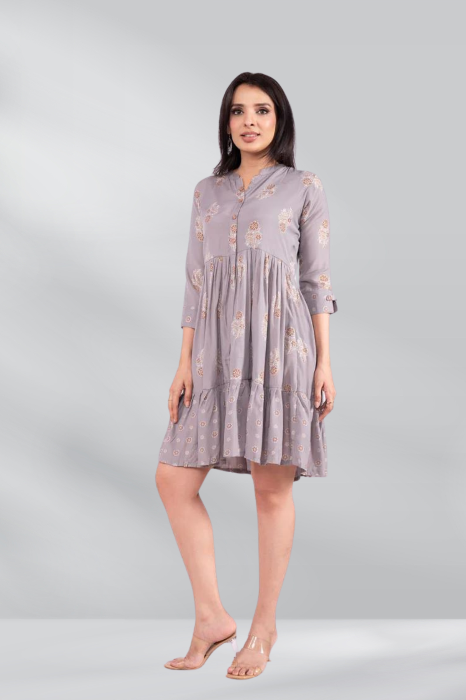 Mul Cotton Printed Front Button Tunic Dress