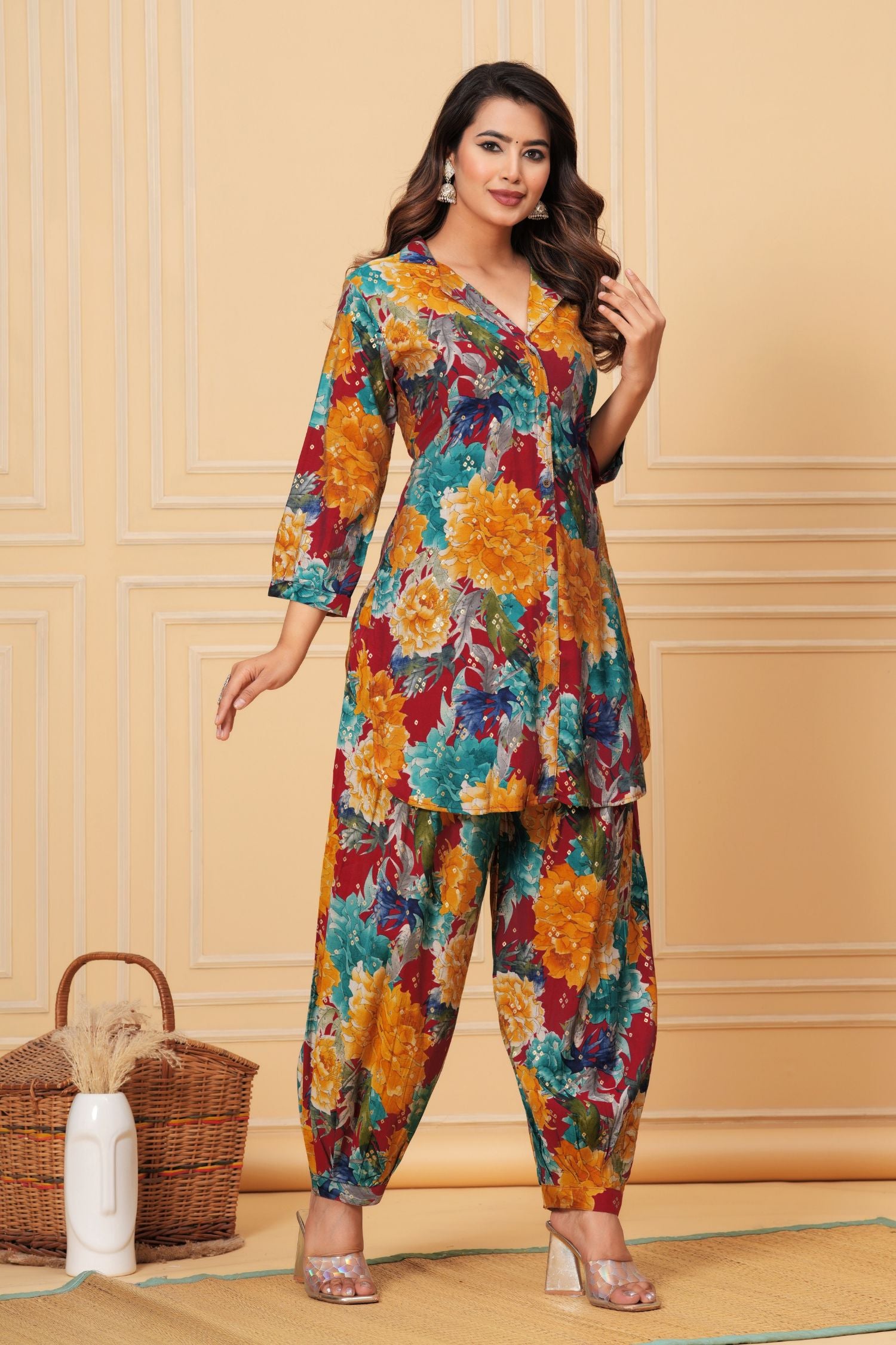 Pathani Big Floral Co-Ord Set4- Freyaa