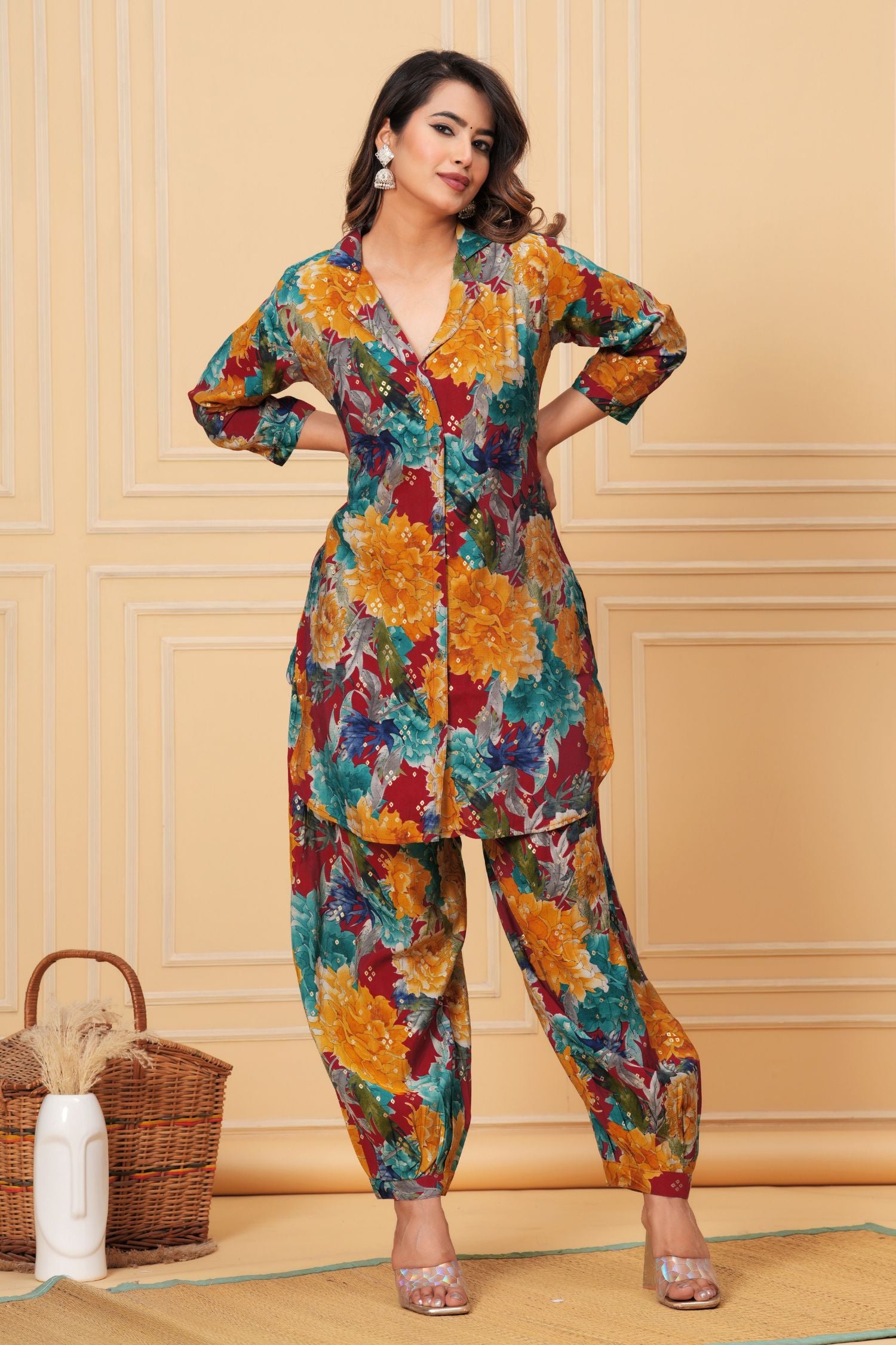 Pathani Big Floral Co-Ord Set2 - Freyaa