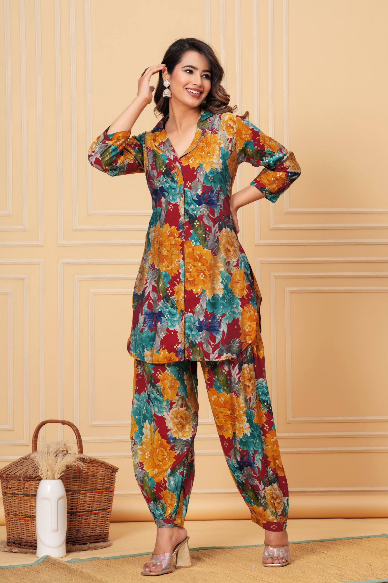 Pathani Big Floral Co-Ord Set3 - Freyaa