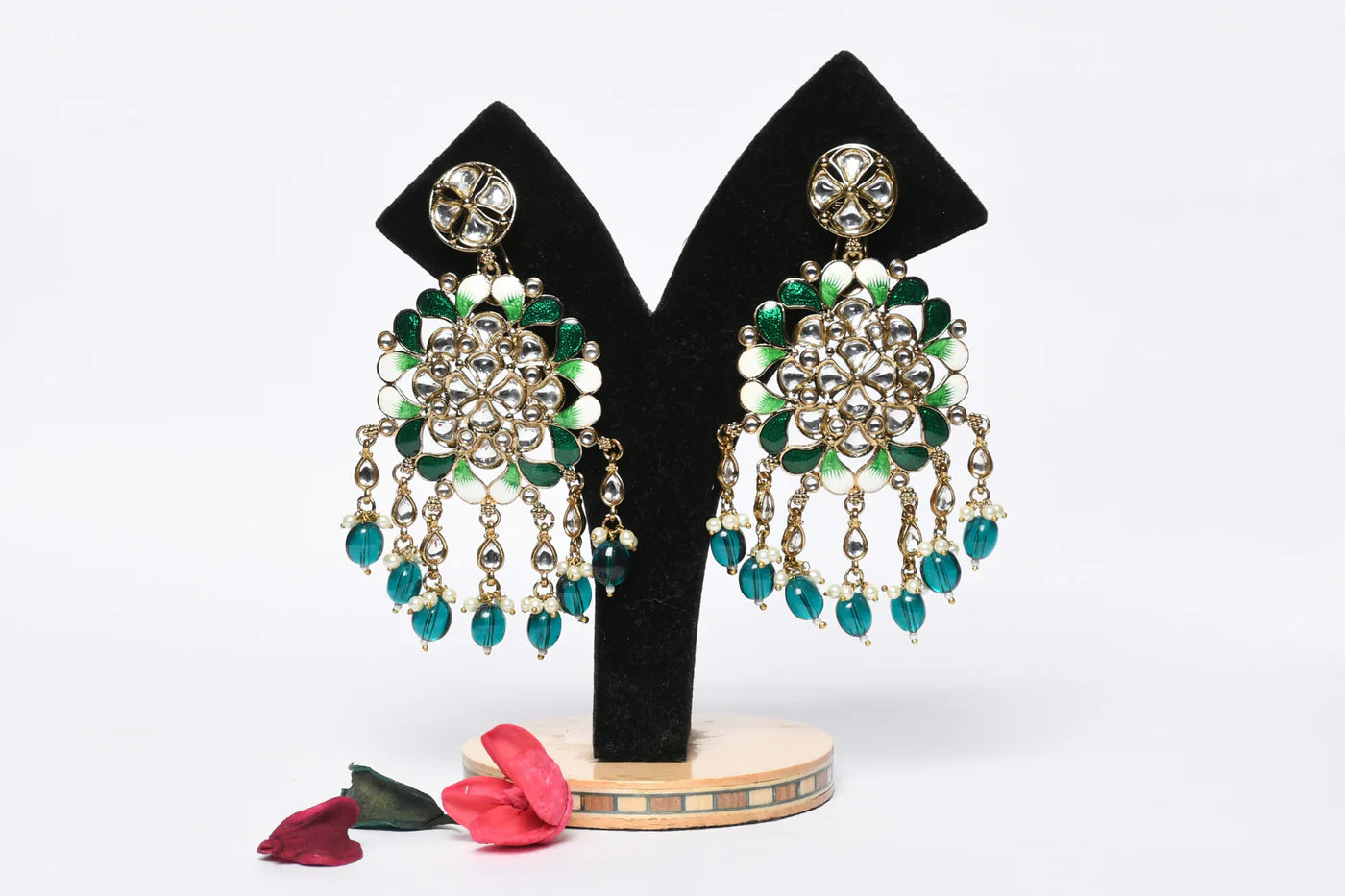 Rani Kundan Pearl Dangler Earring