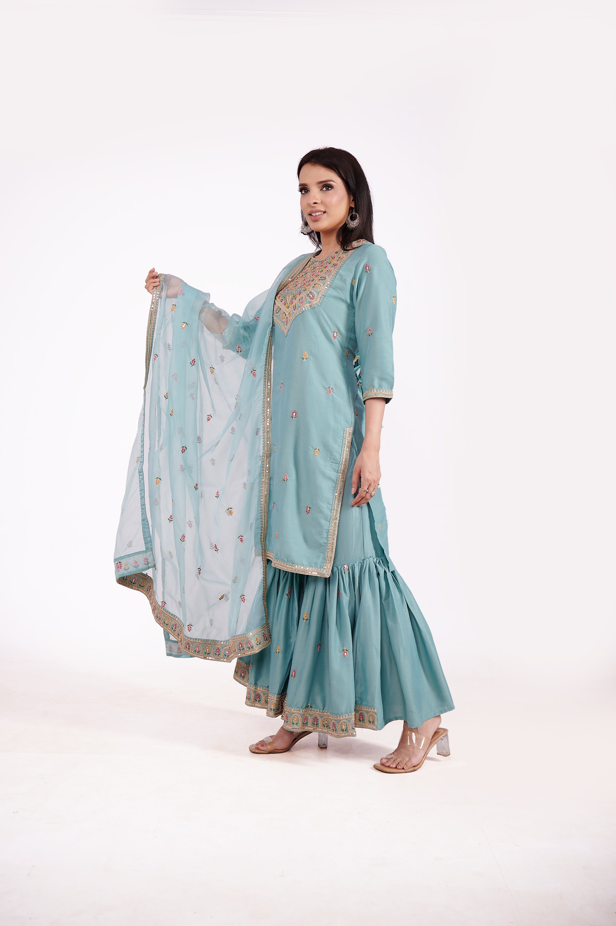 Three - piece Sharara Kurta Set 4 - Freyaa