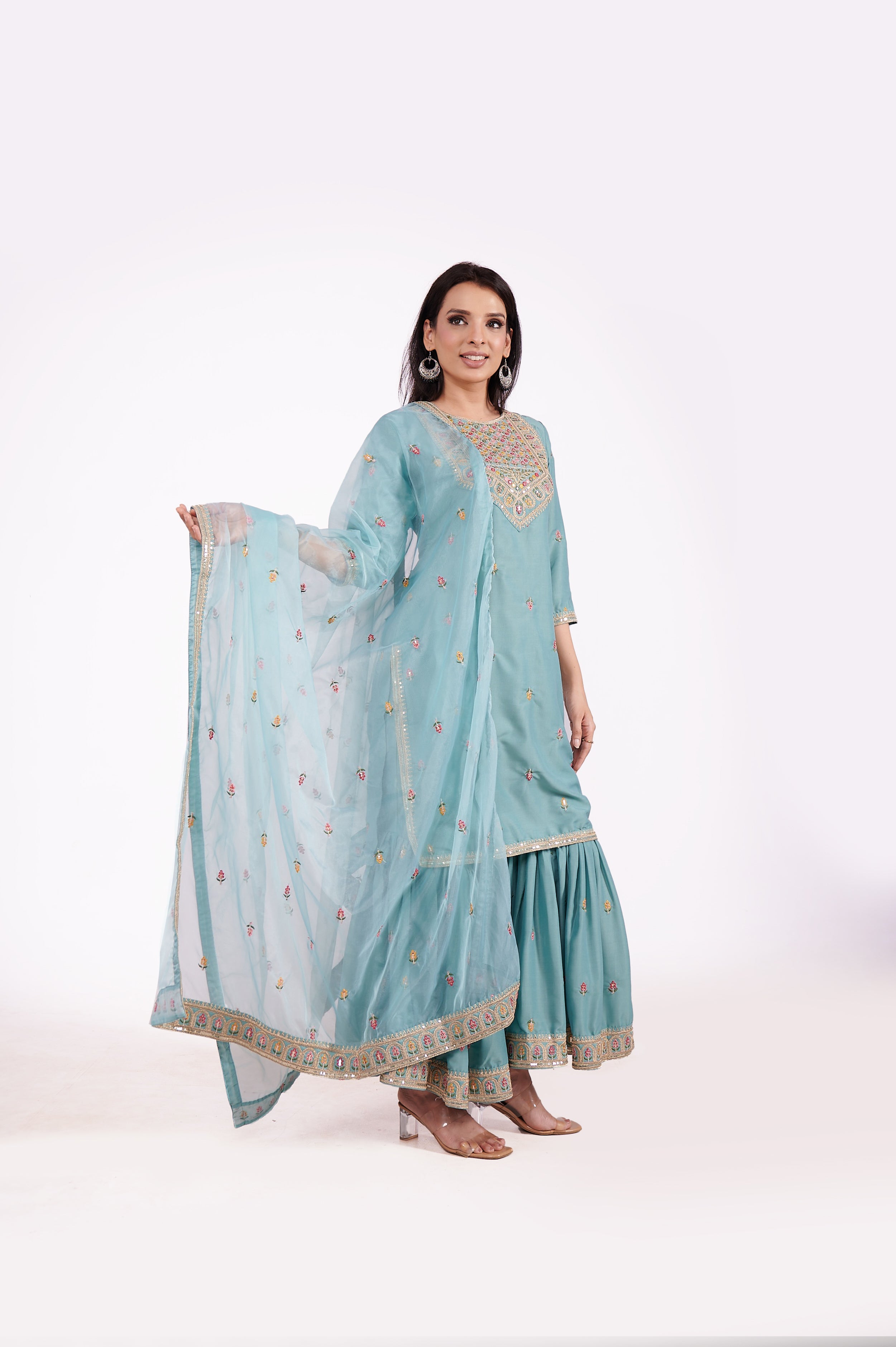 Three - piece Sharara Kurta Set 1 - Freyaa