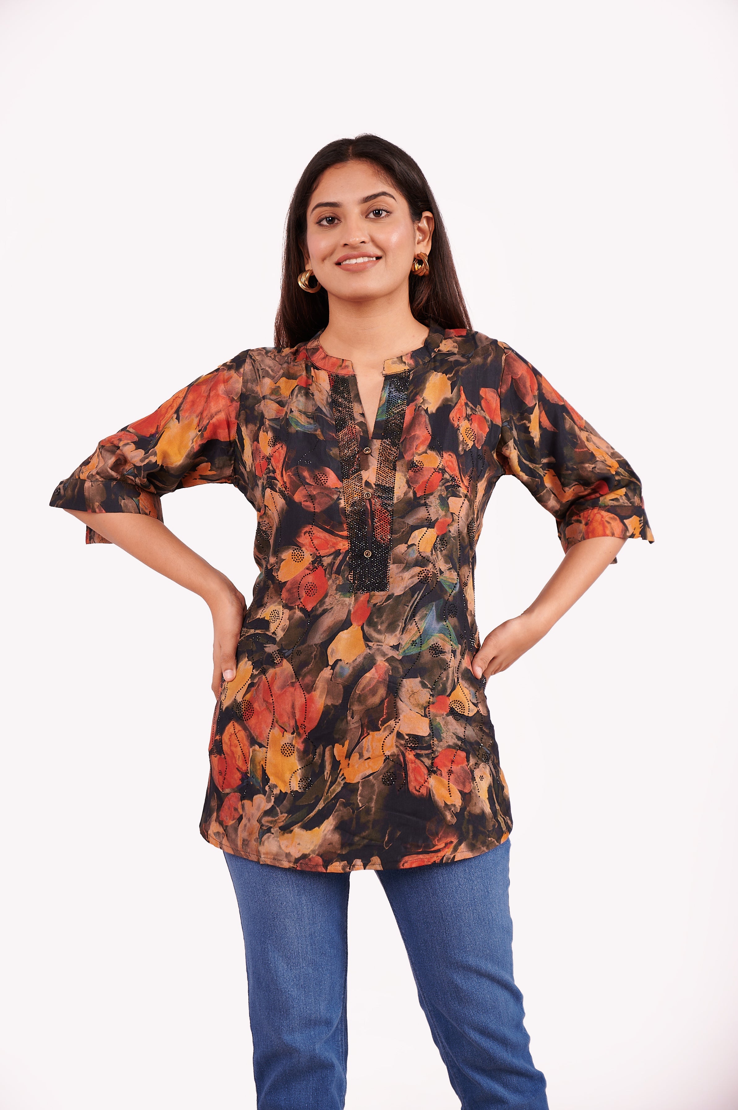 Crepe Bold Floral Printed Tunic