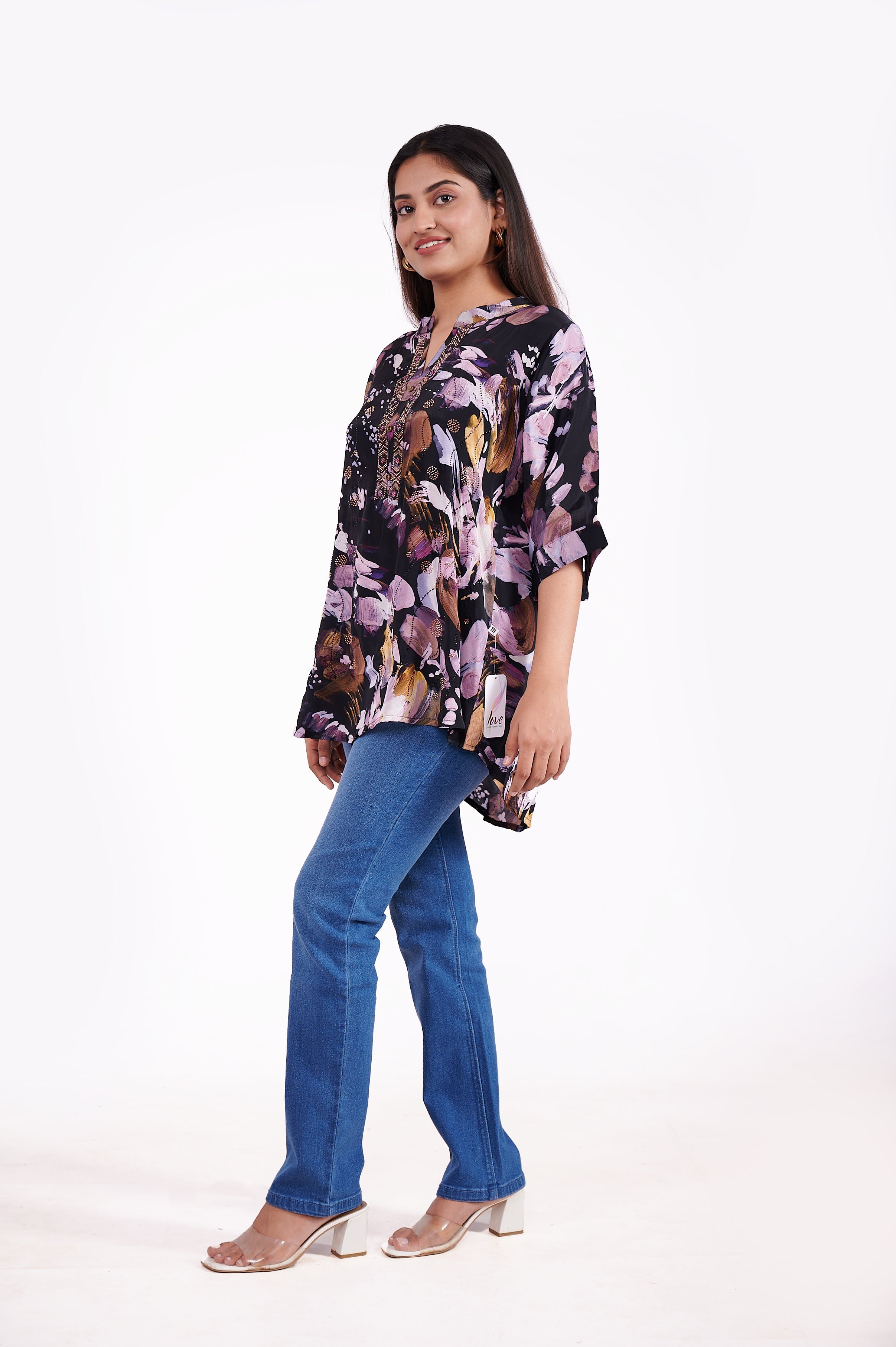 Crepe Floral Printed Tunic Top 4 - Freyaa