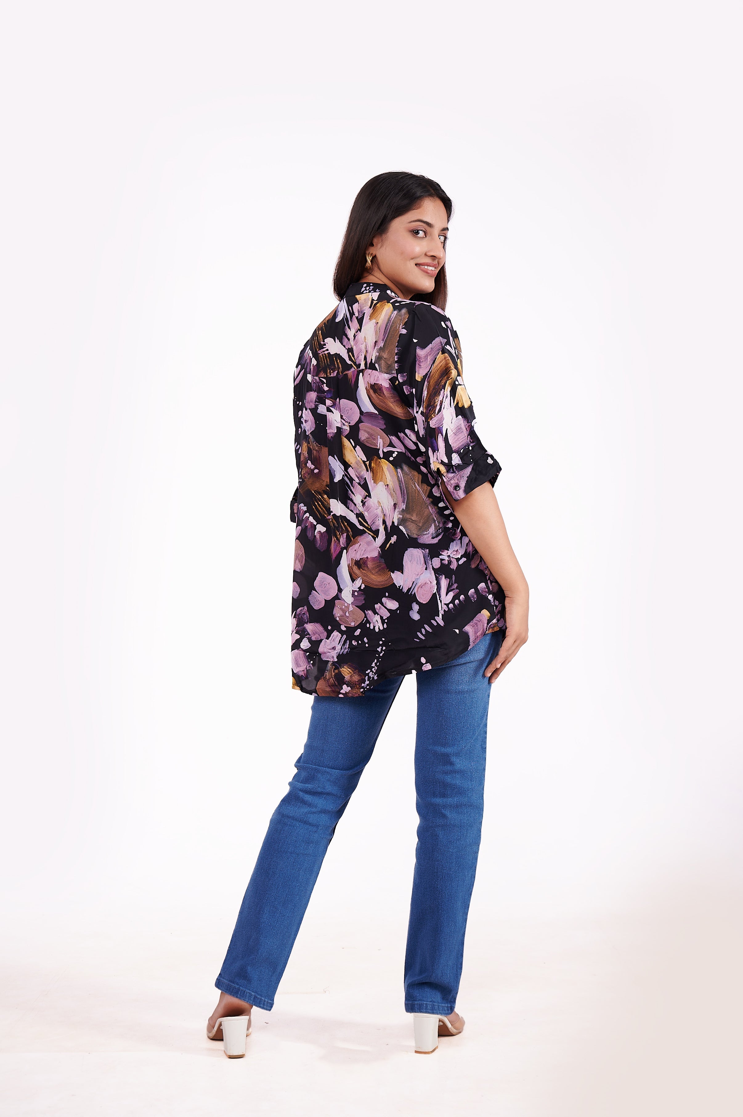 Crepe Floral Printed Tunic Top 5 - Freyaa