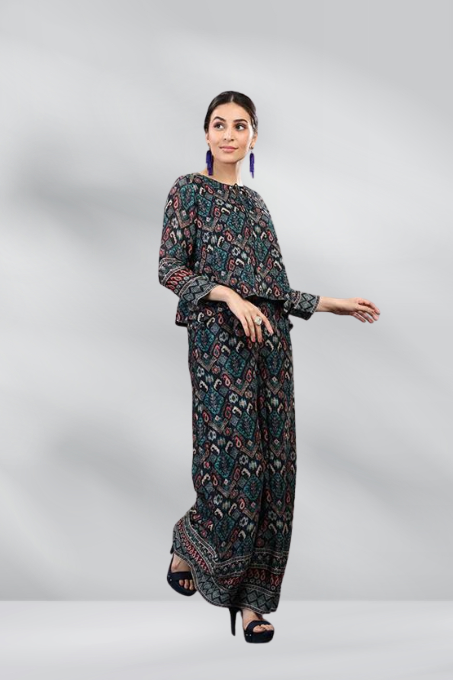 Chic Viscose Afghani Style printed Co-ord Set - Freyaa