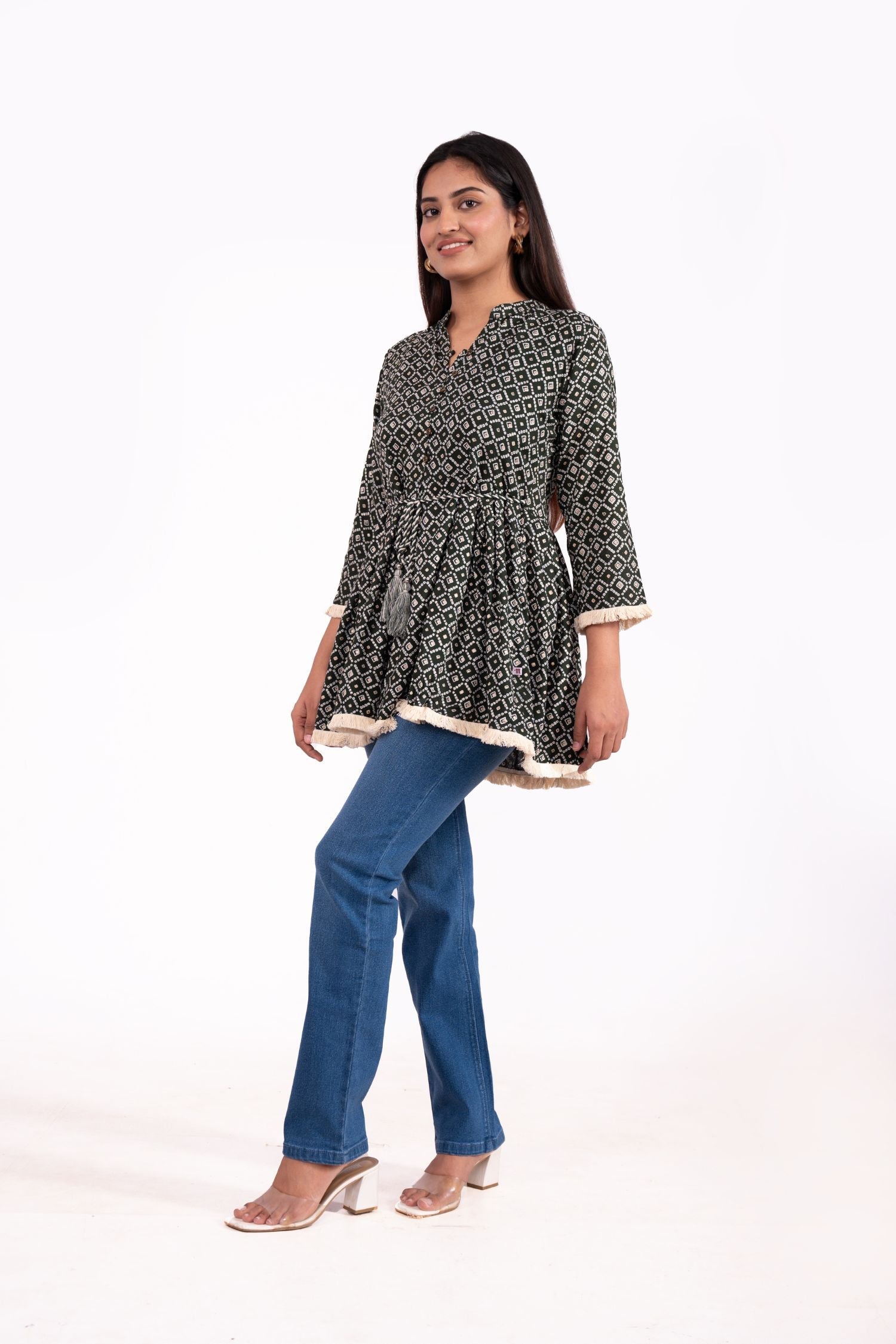 Rayon Bandhani Printed Tunic Top 2 - Freyaa