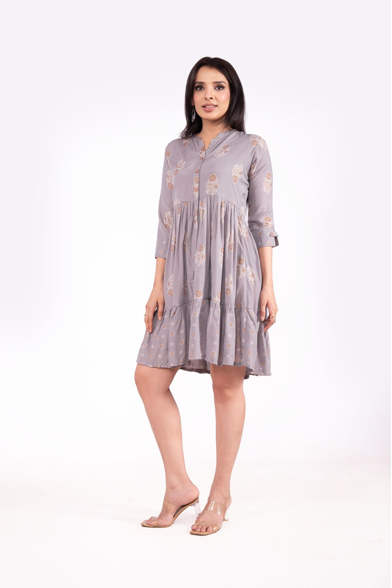 Mul Cotton Printed Front Button Tunic Dress