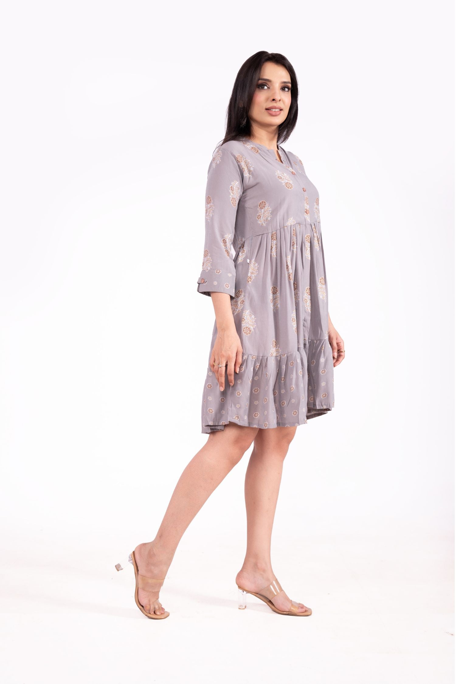 Mul Cotton Printed Front Button Tunic Dress