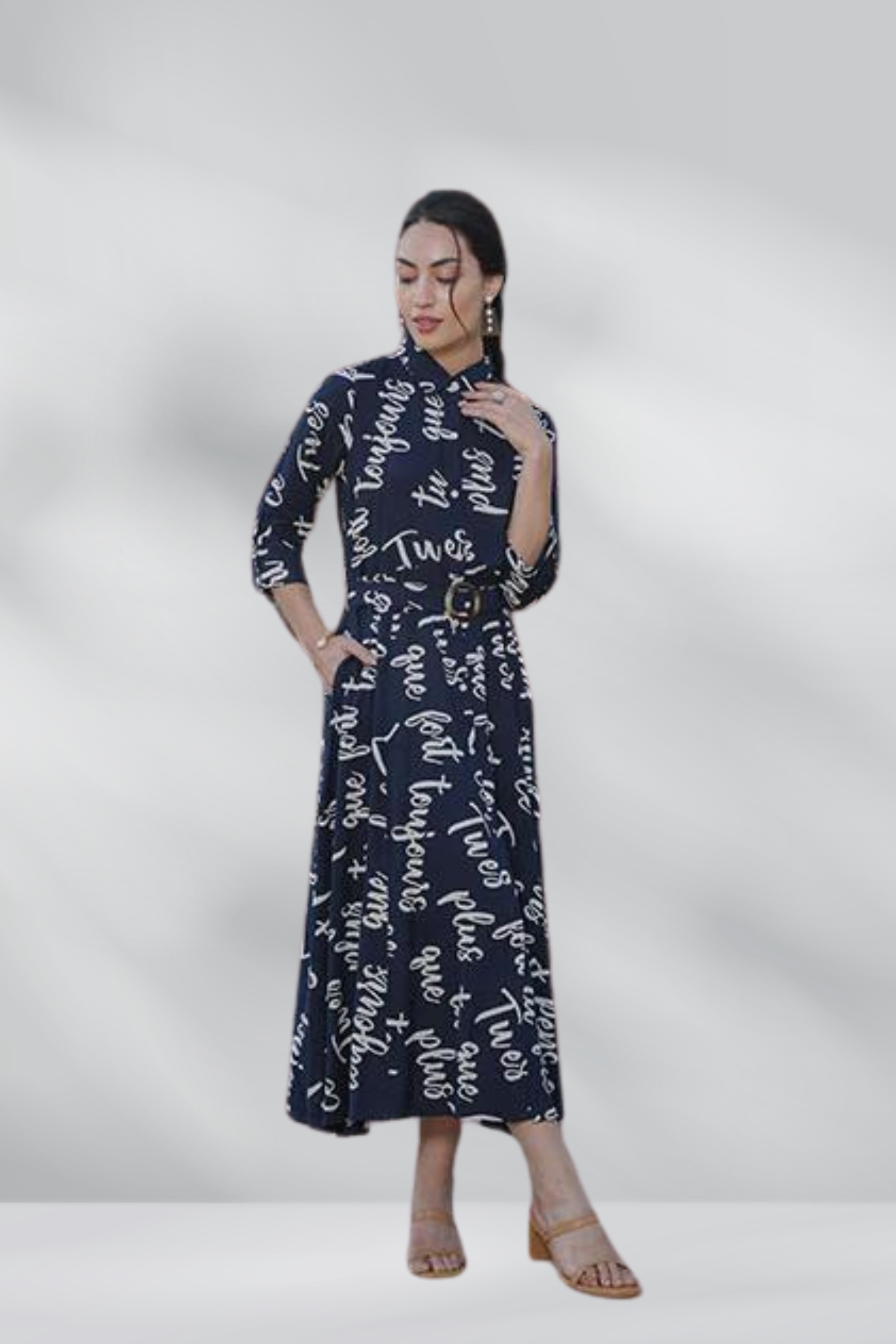 Alphabetical Printed Ankle Length Dress 1 - Freyaa