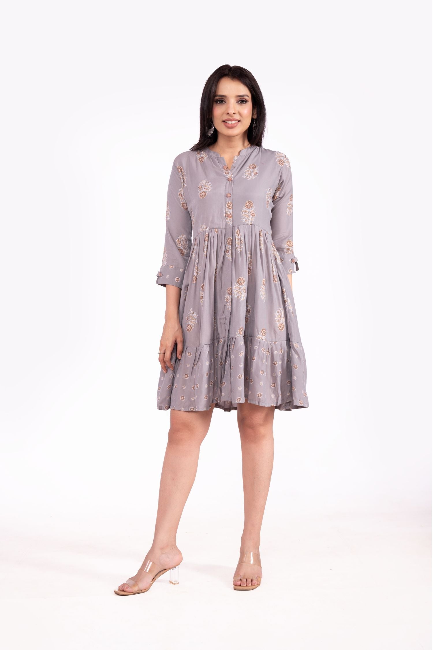 Mul Cotton Printed Front Button Tunic Dress