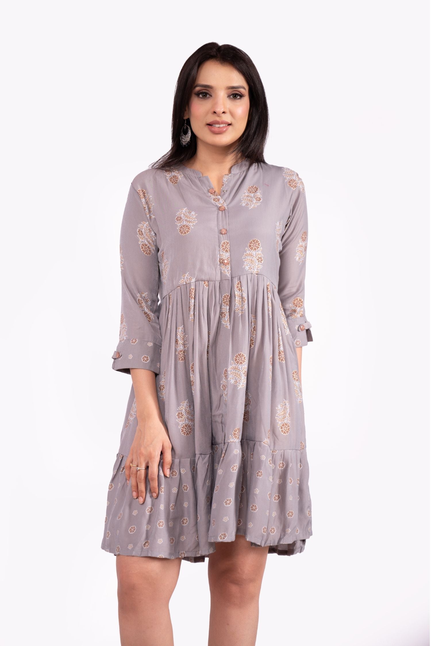 Mul Cotton Printed Front Button Tunic Dress