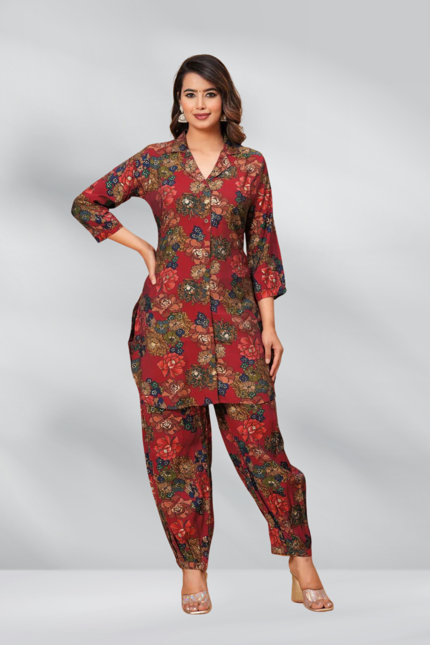 Pathani Floral Look Cord-Set- Freyaa