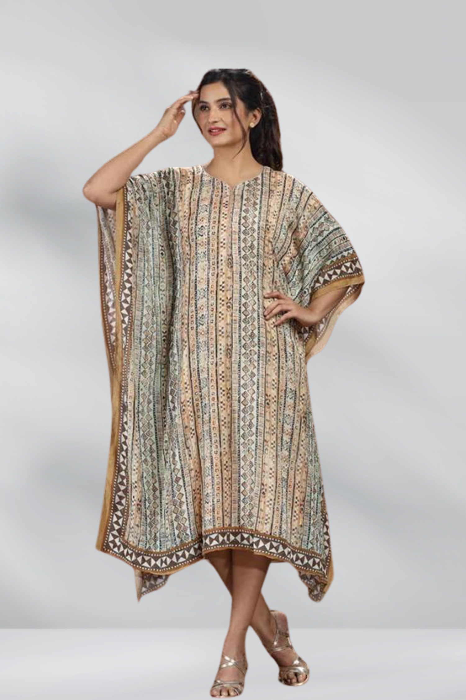 Viscose Chinon Batik Long Kaftan