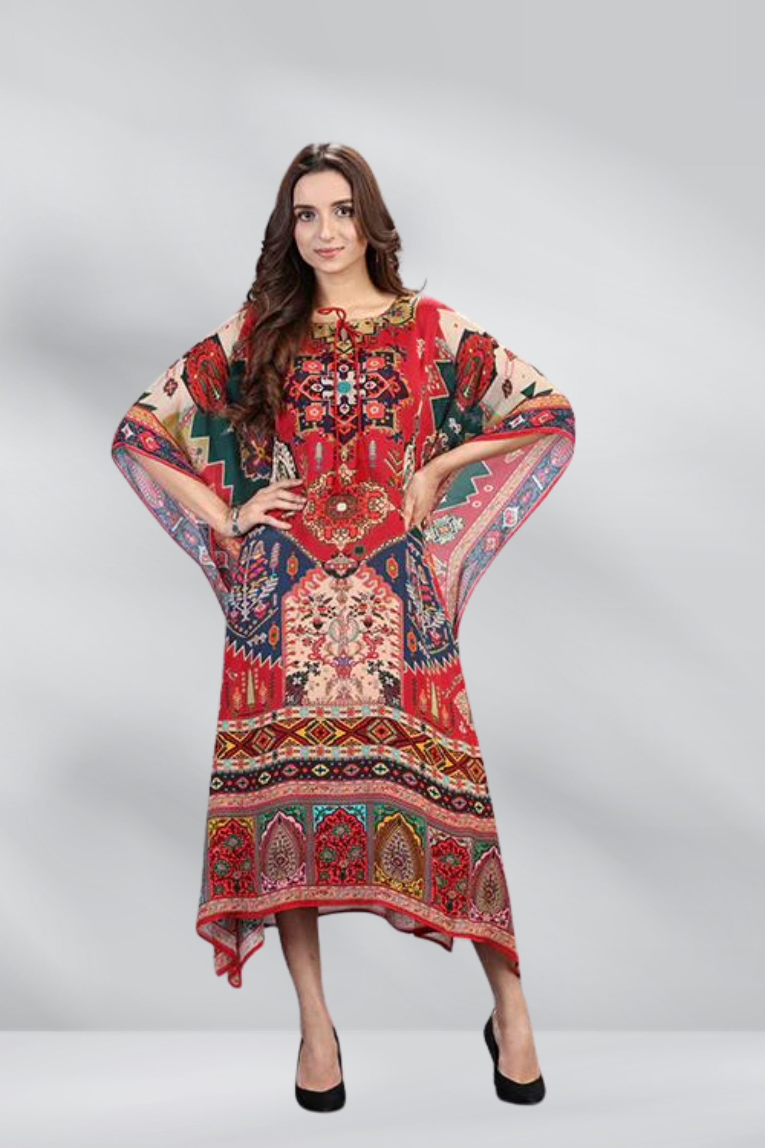 Chic Viscose Chinon Printed Long Kaftan