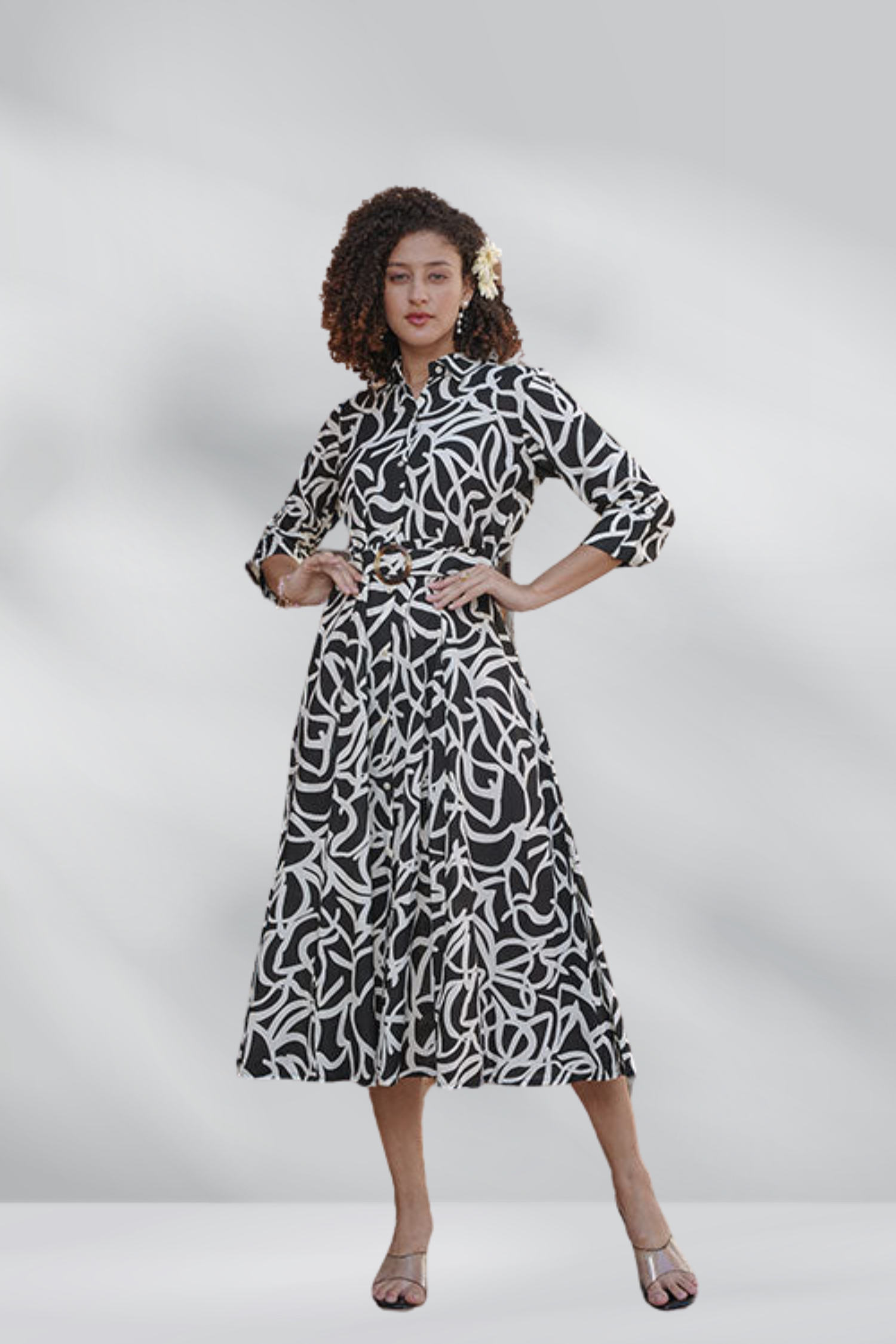 Causal Printed Midi Dress