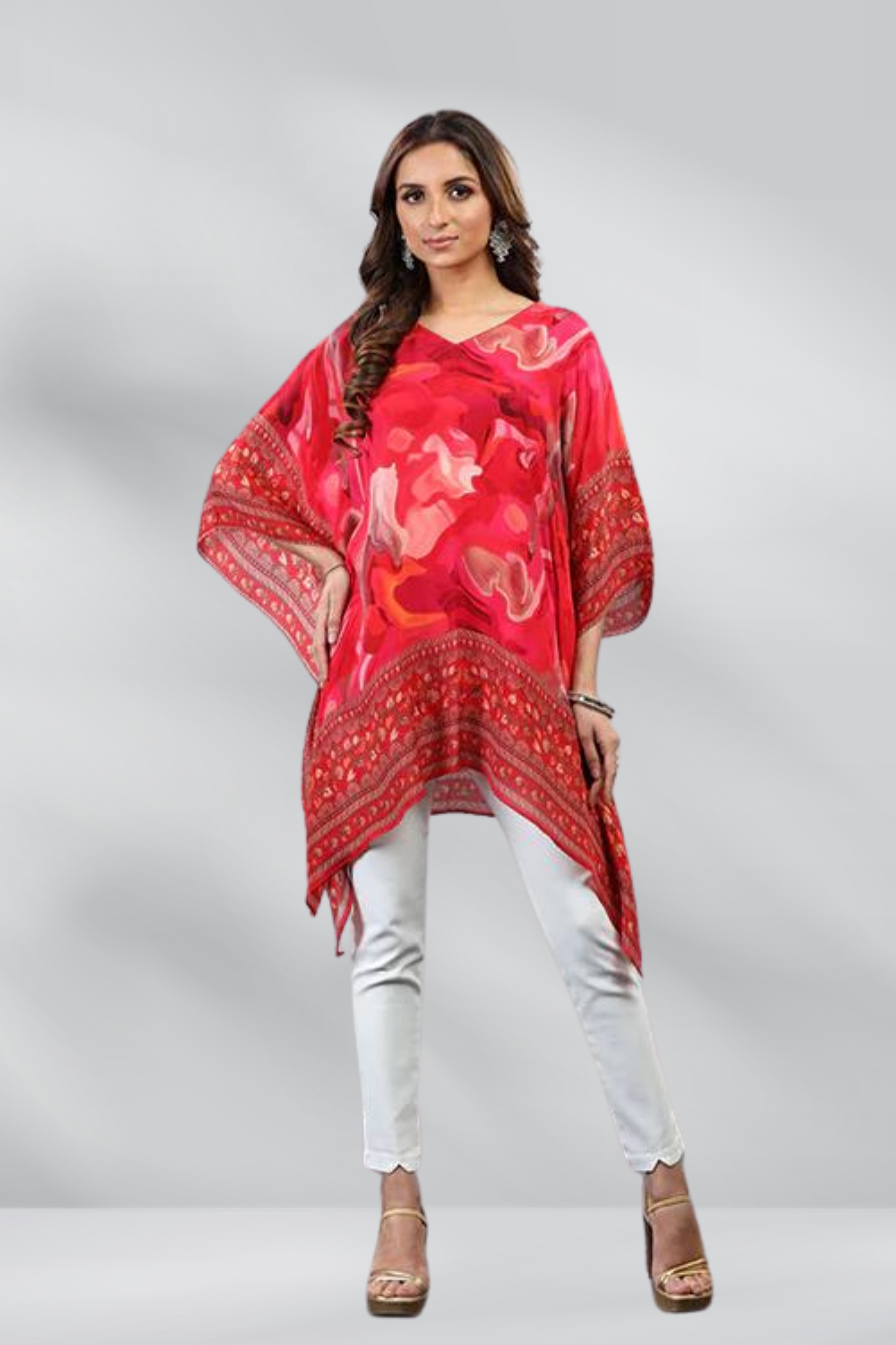 Abstract Printed Short Kaftan