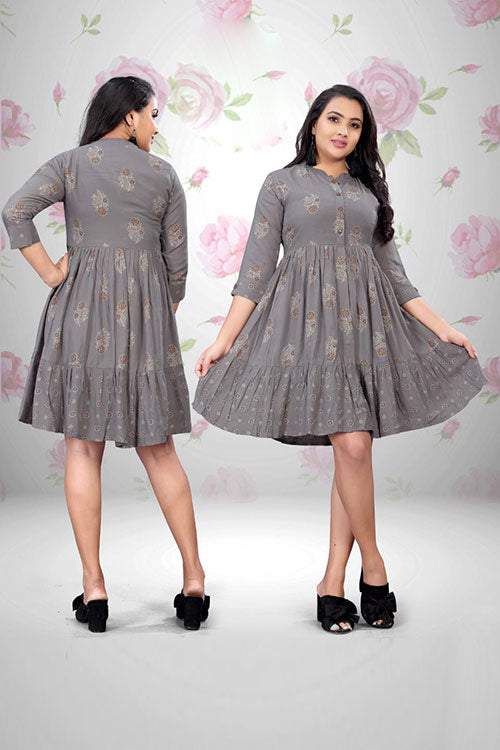 Mul Cotton Printed Front Button Tunic Dress