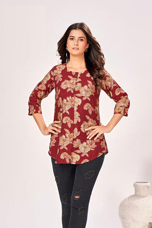 Cotton Floral Foil Printed A line tunic top