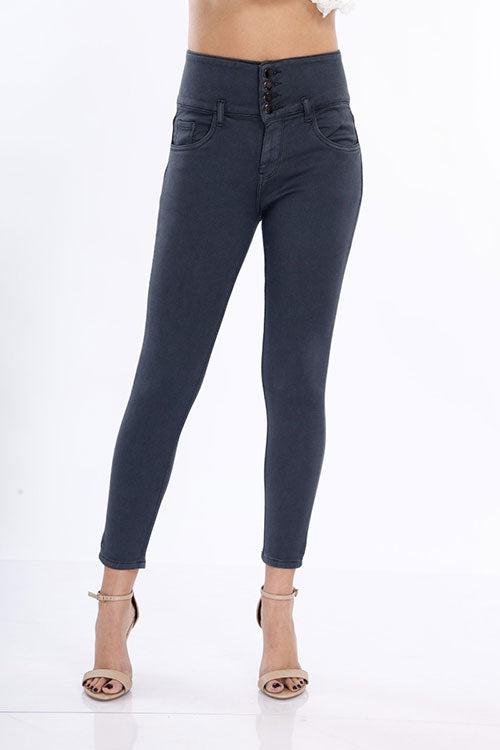 Black Hi-Wiast Jeans With 4 Buttons 1 - Freyaa