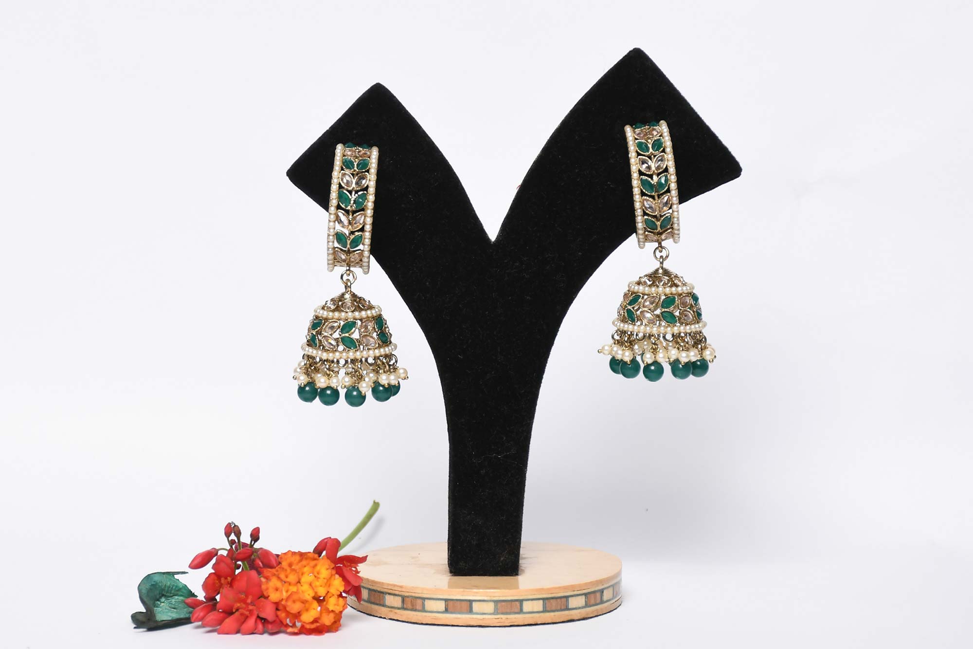 Green Jhumka Earring 2 - Freyaa