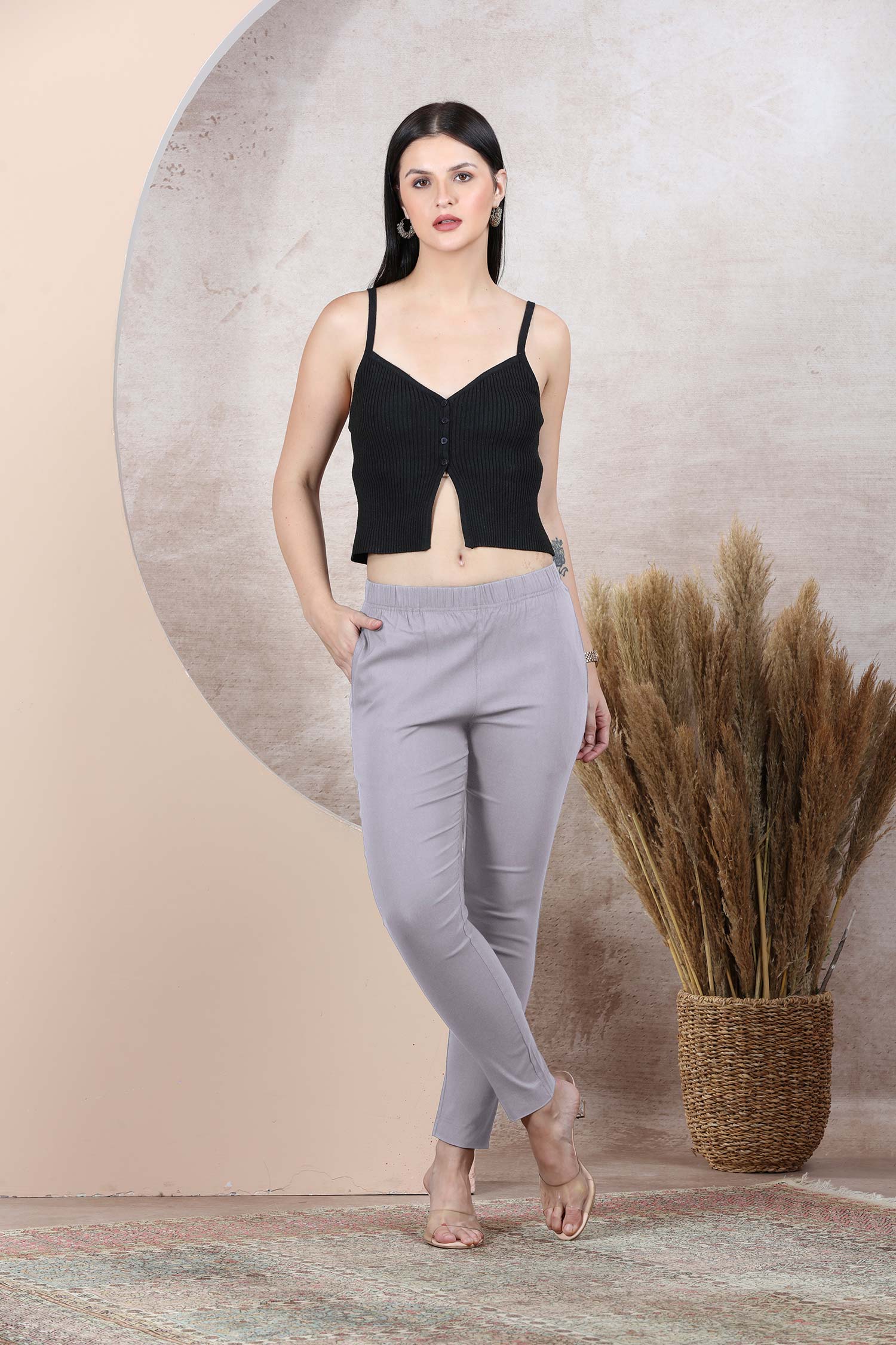 Light Grey Lycra Leggings - freyaa