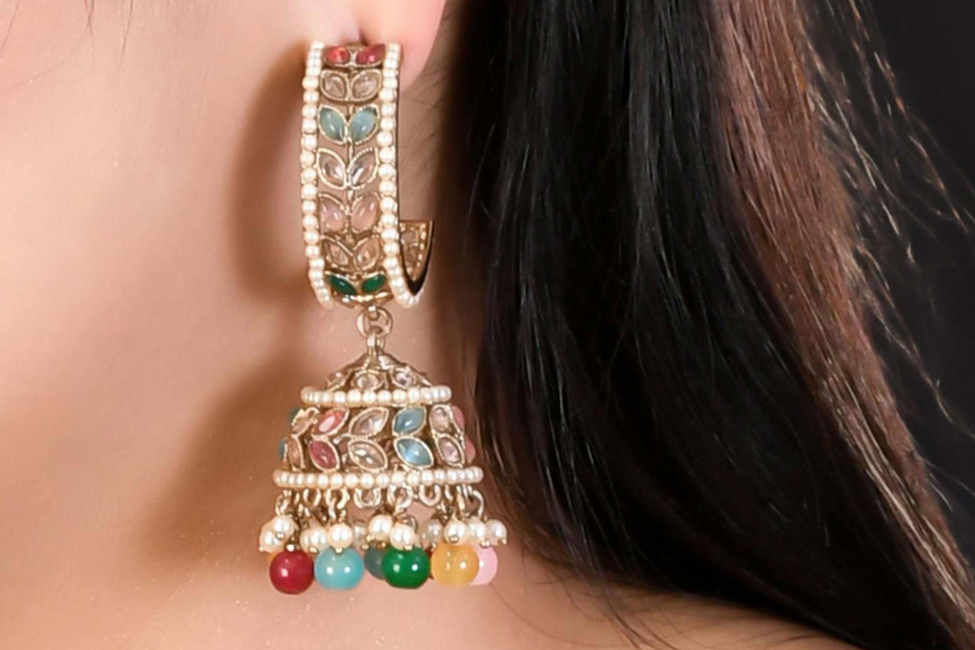 Multicolor Jhumka Earring1- Freyaa