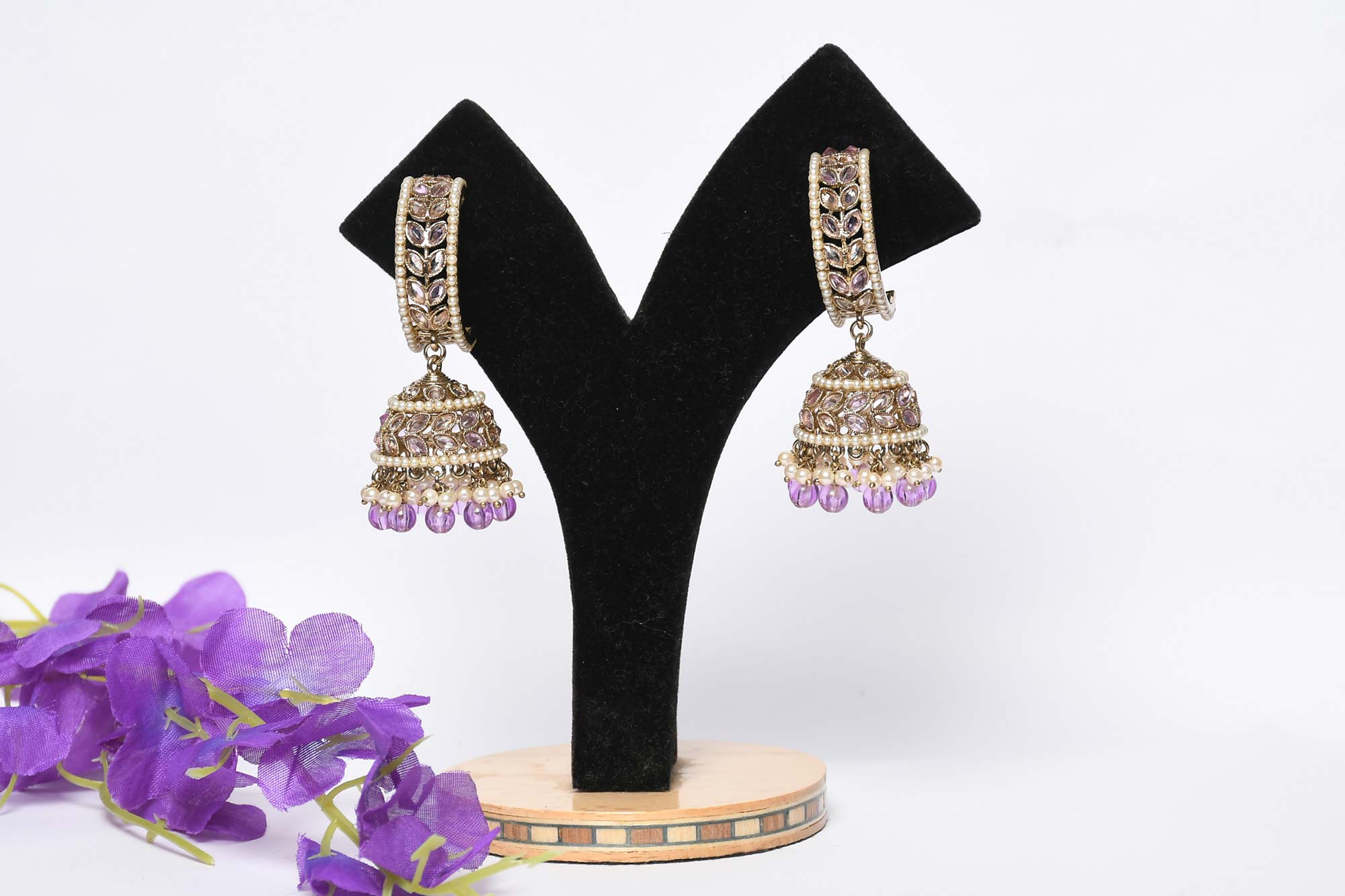 Purple Jhumka Earring 2 - Freyaa