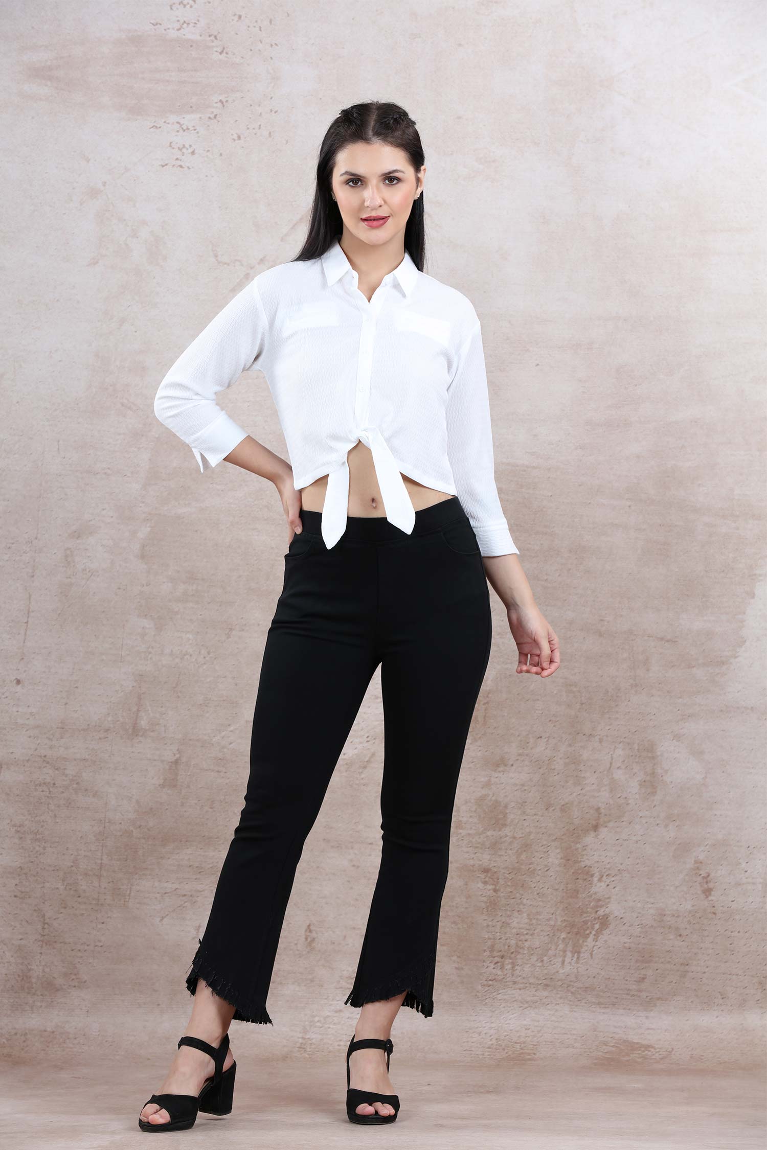 White Casual Front Knot Top 1 - Freyaa