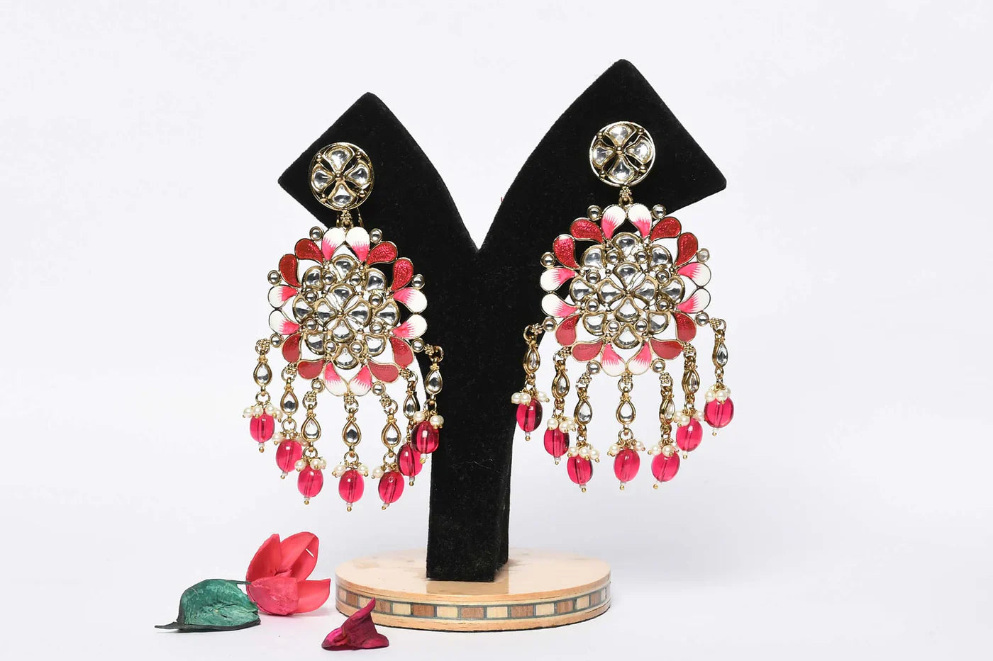 Rani Kundan Pearl Dangler Earring