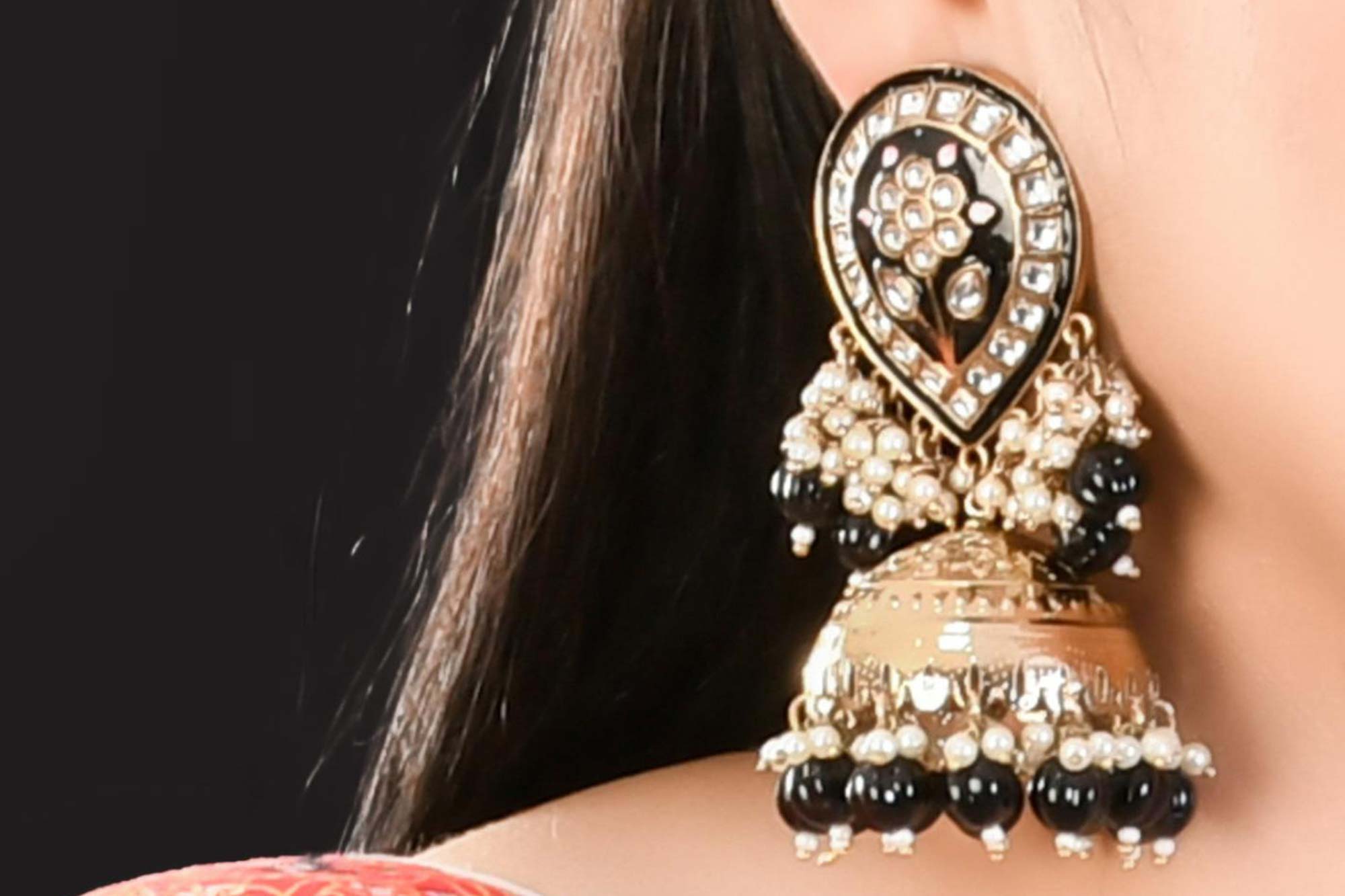 Faux Kundan & Pearl Jhumka Earring - Freyaa