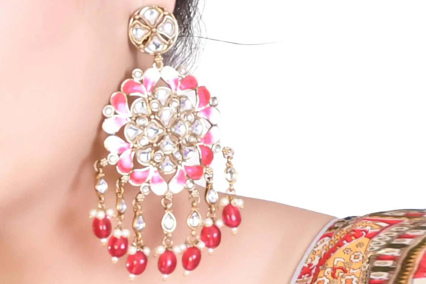 Rani Kundan Pearl Dangler Earring